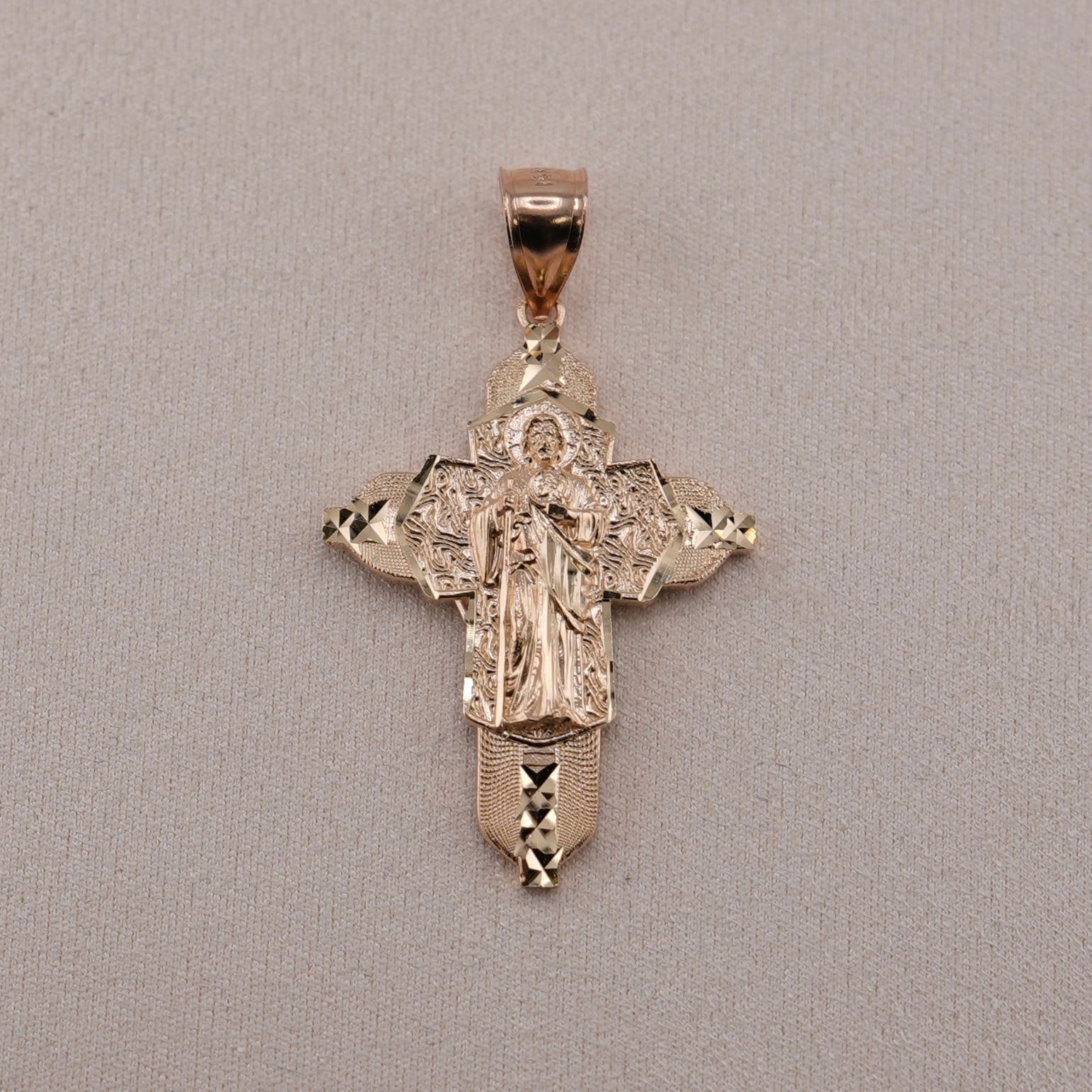 14k Gold Medium San Judas Cross Pendant