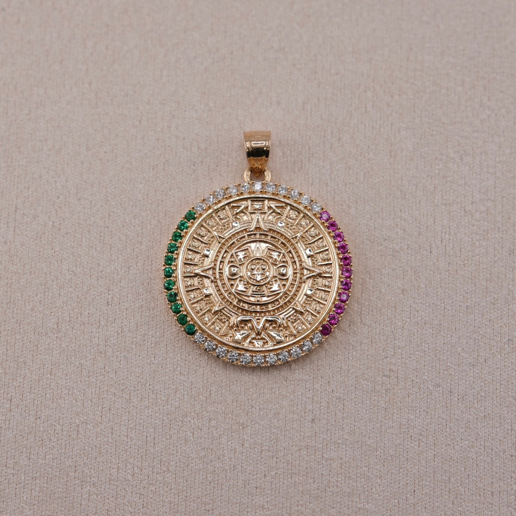 14k Gold Aztec Pendant