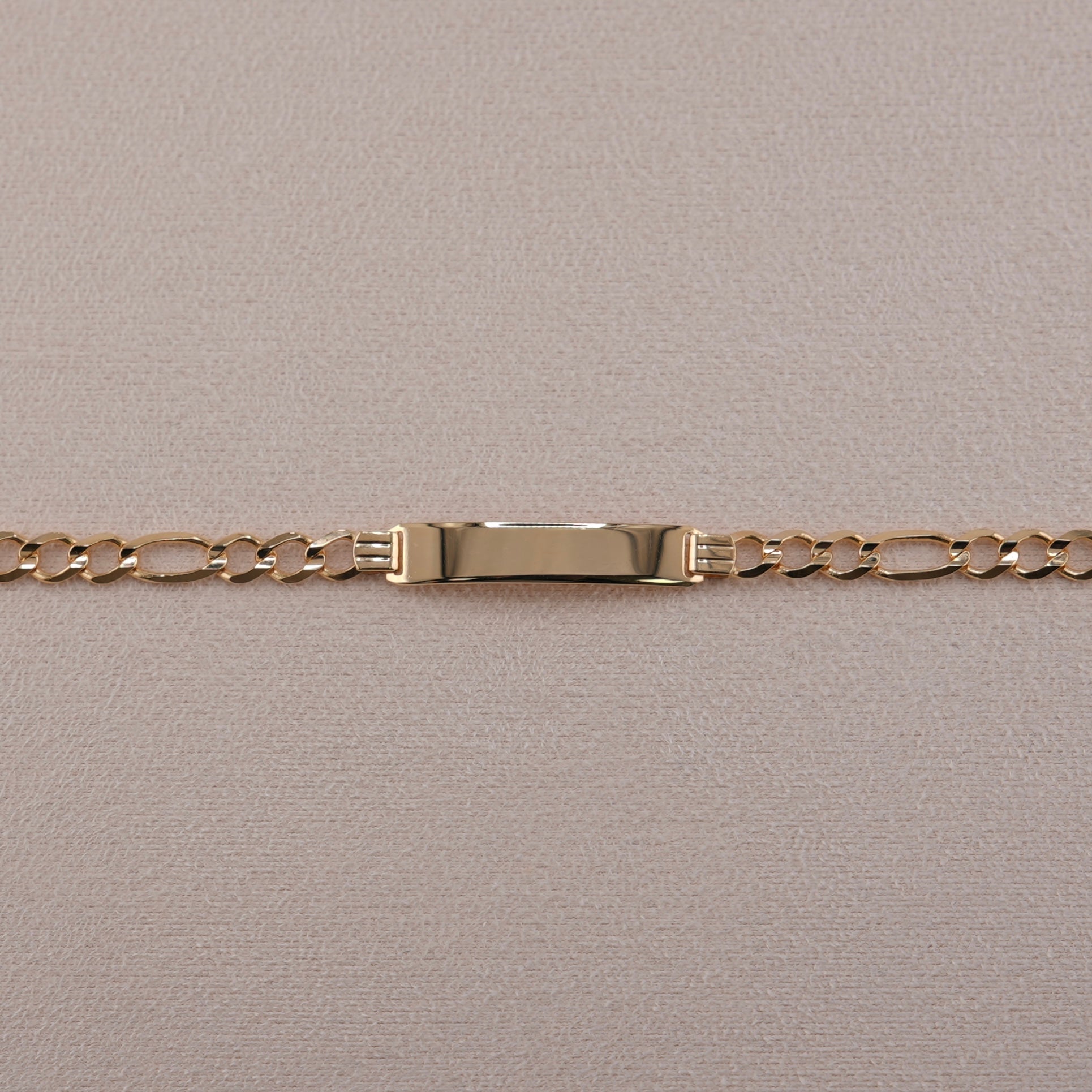 14k Gold Baby Solid Figaro ID Bracelet 4.5mm