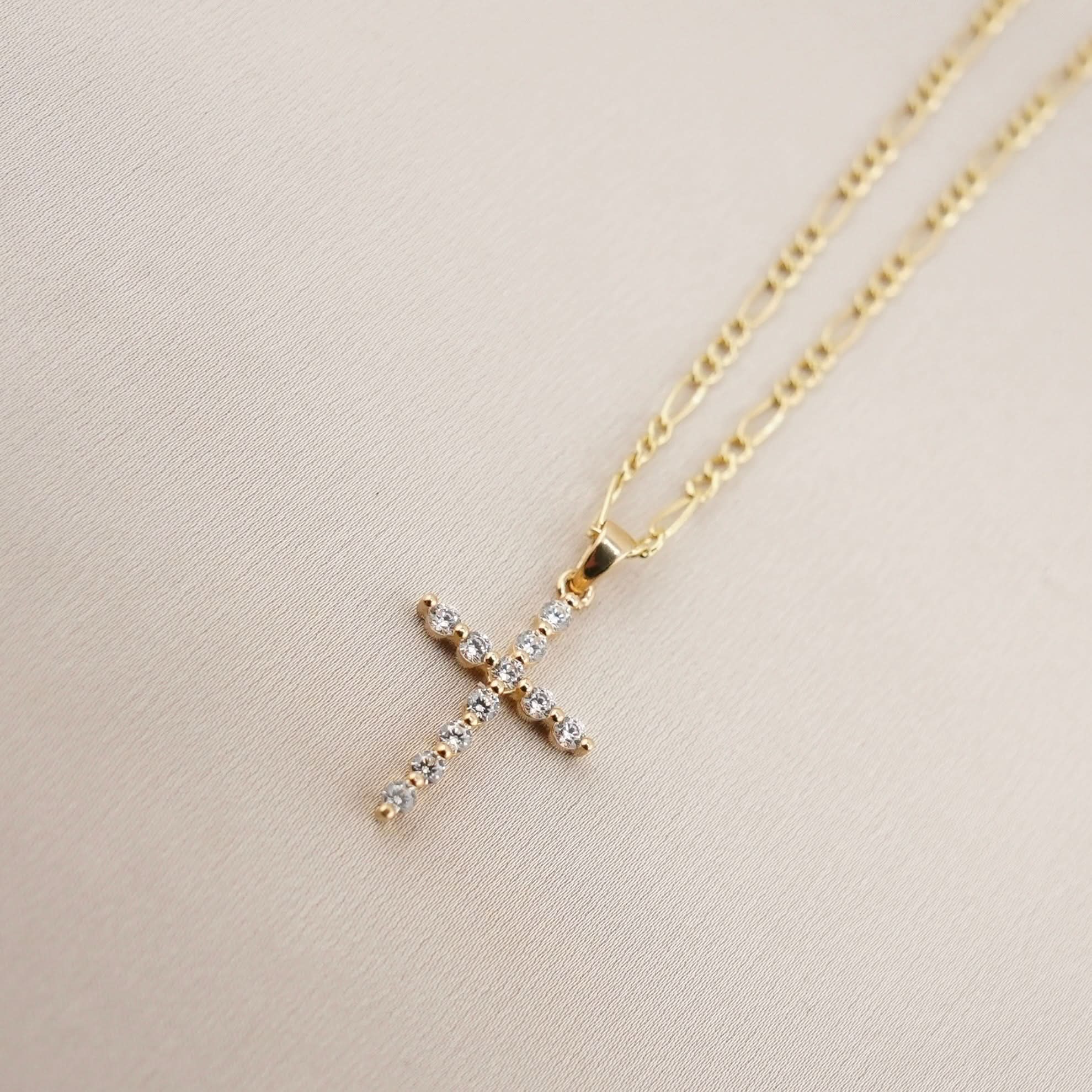 14k Gold Cross Chain Set . 011