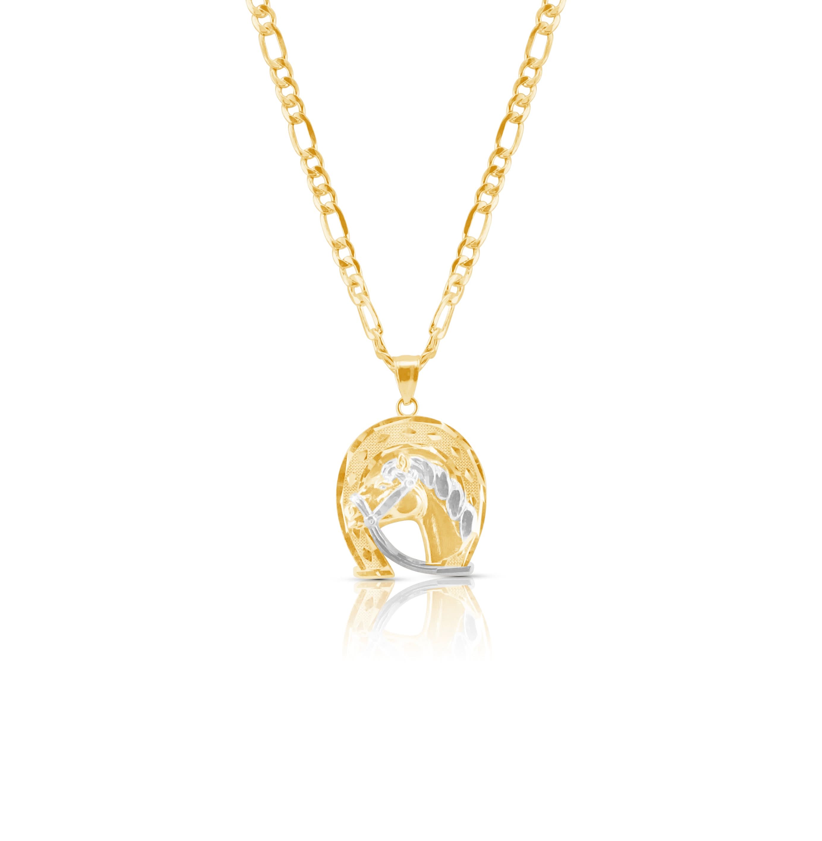 14k Gold Horseshoe Pendant or Chain Set