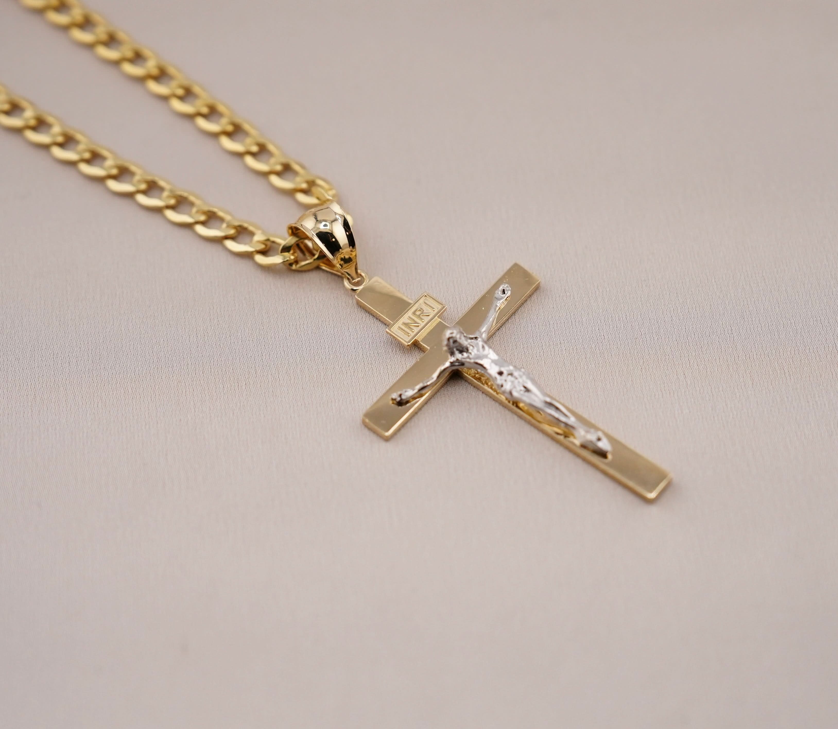14k Gold Cross Chain Set