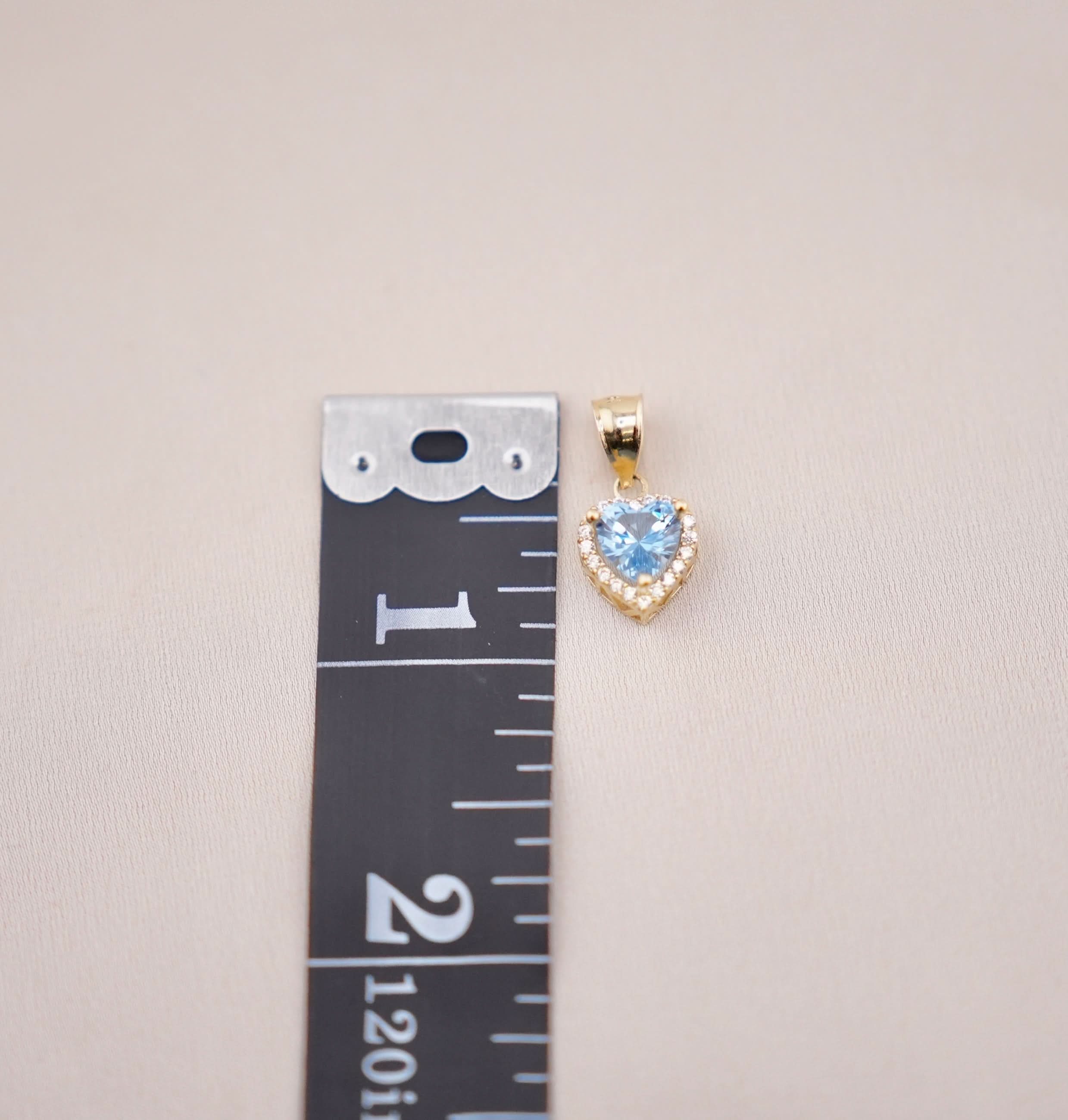 14k Gold Light Blue Heart Chain Set