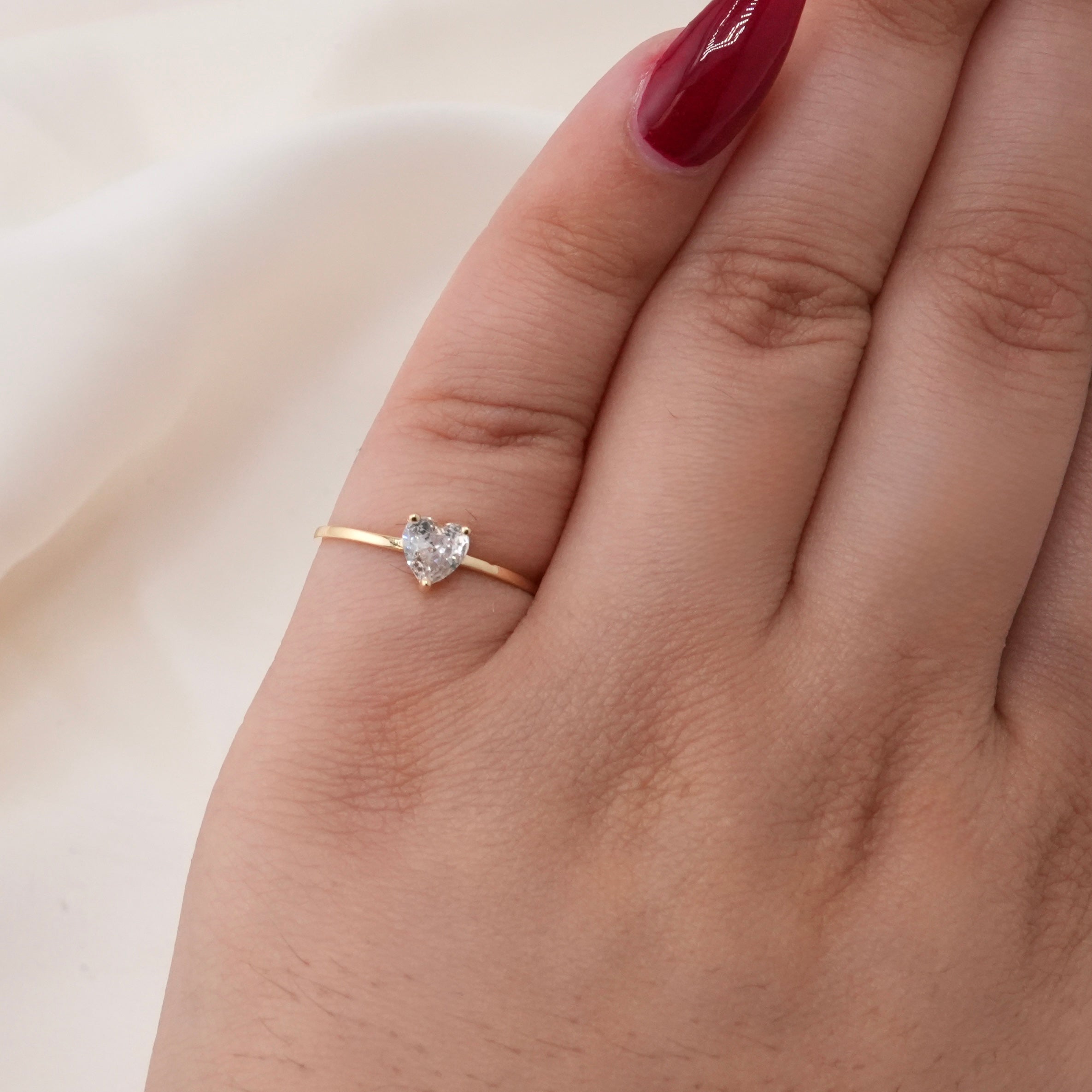 14k Gold Heart Earrings & Ring Set