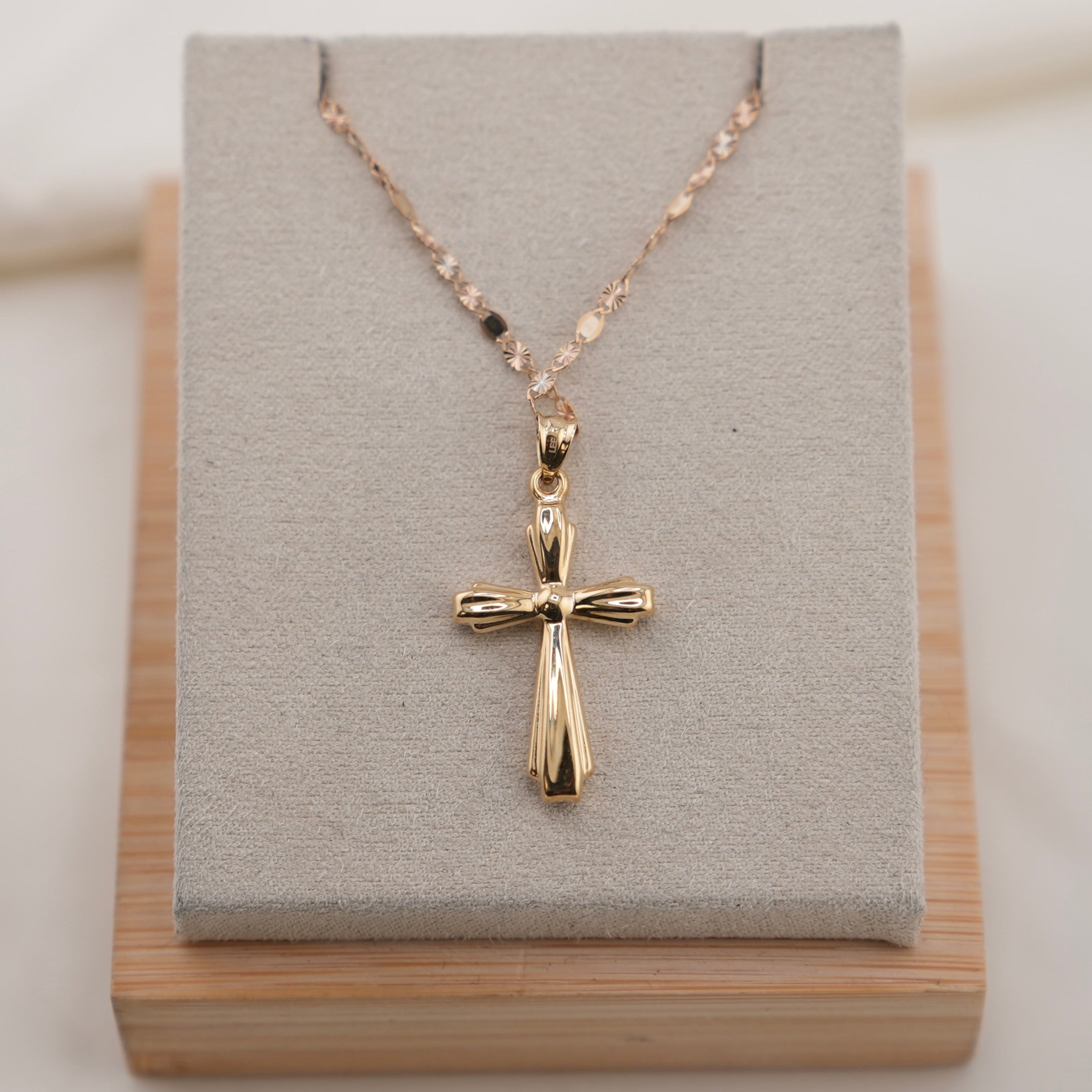 14k Gold Double Sided Cross Chain Set