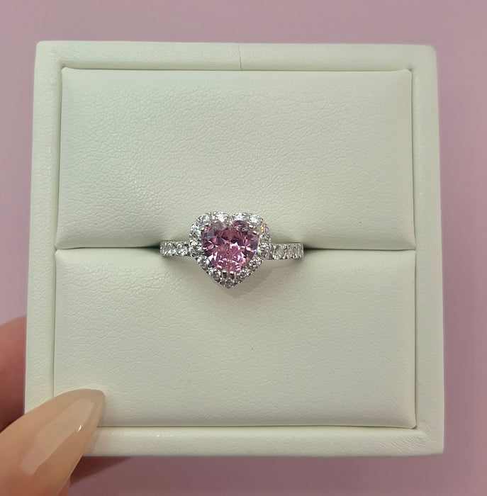925 Silver Women’s Pink Heart Ring
