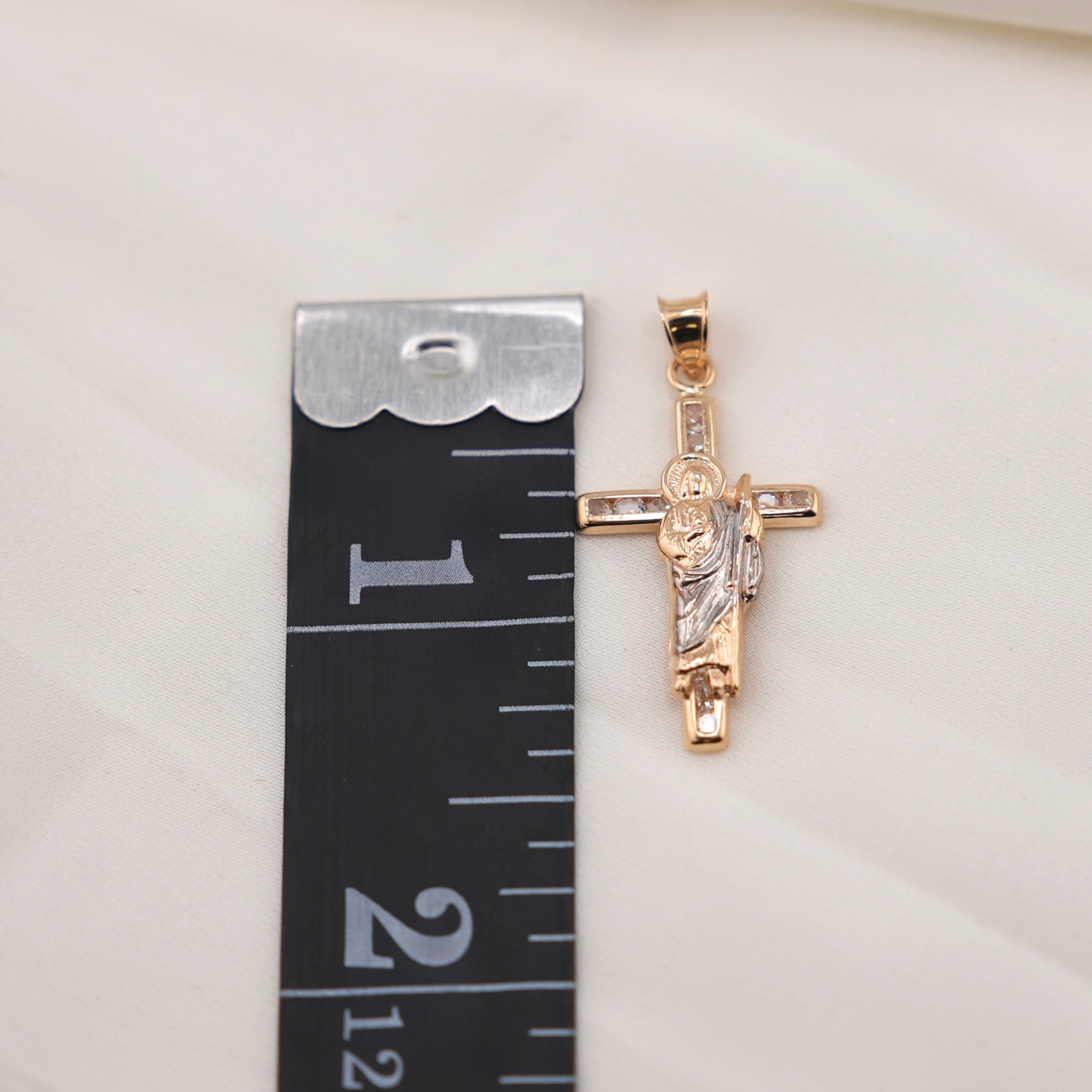 14k Gold San Judas Cross Chain Set