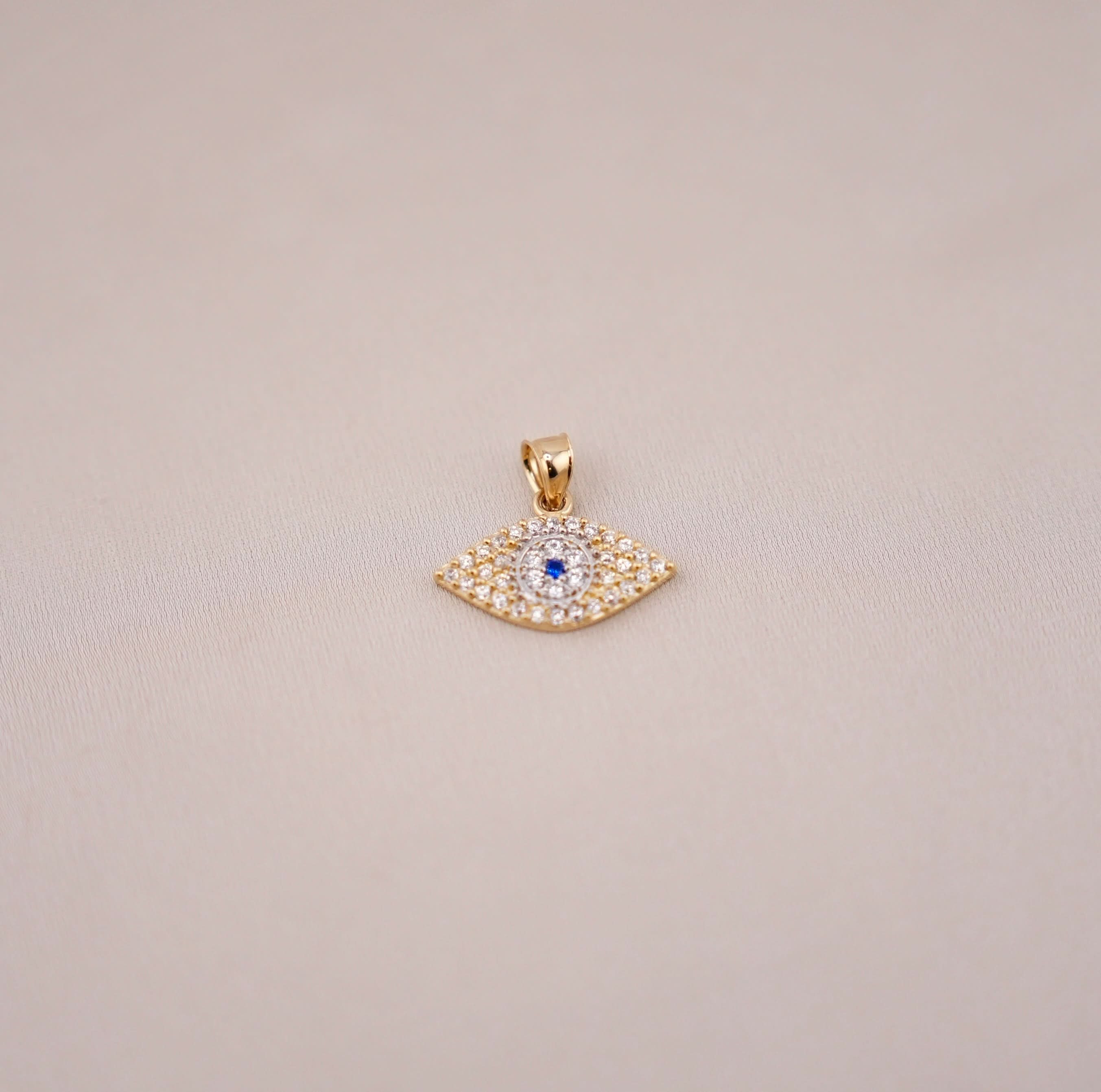 14k Gold Evil Eye Pendant
