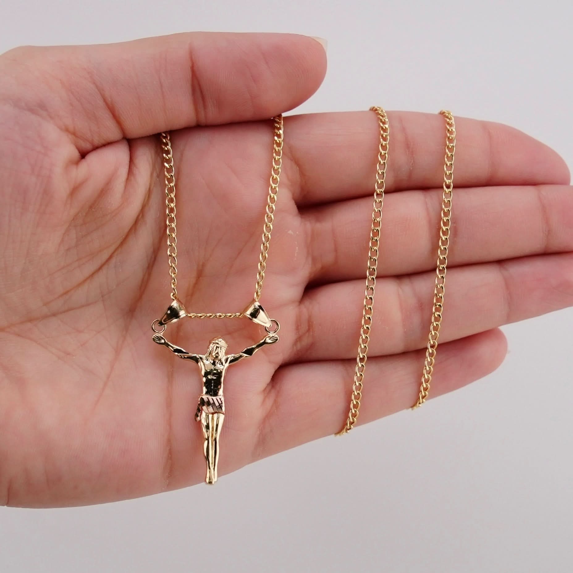 14k Gold Small Jesus Chain Set