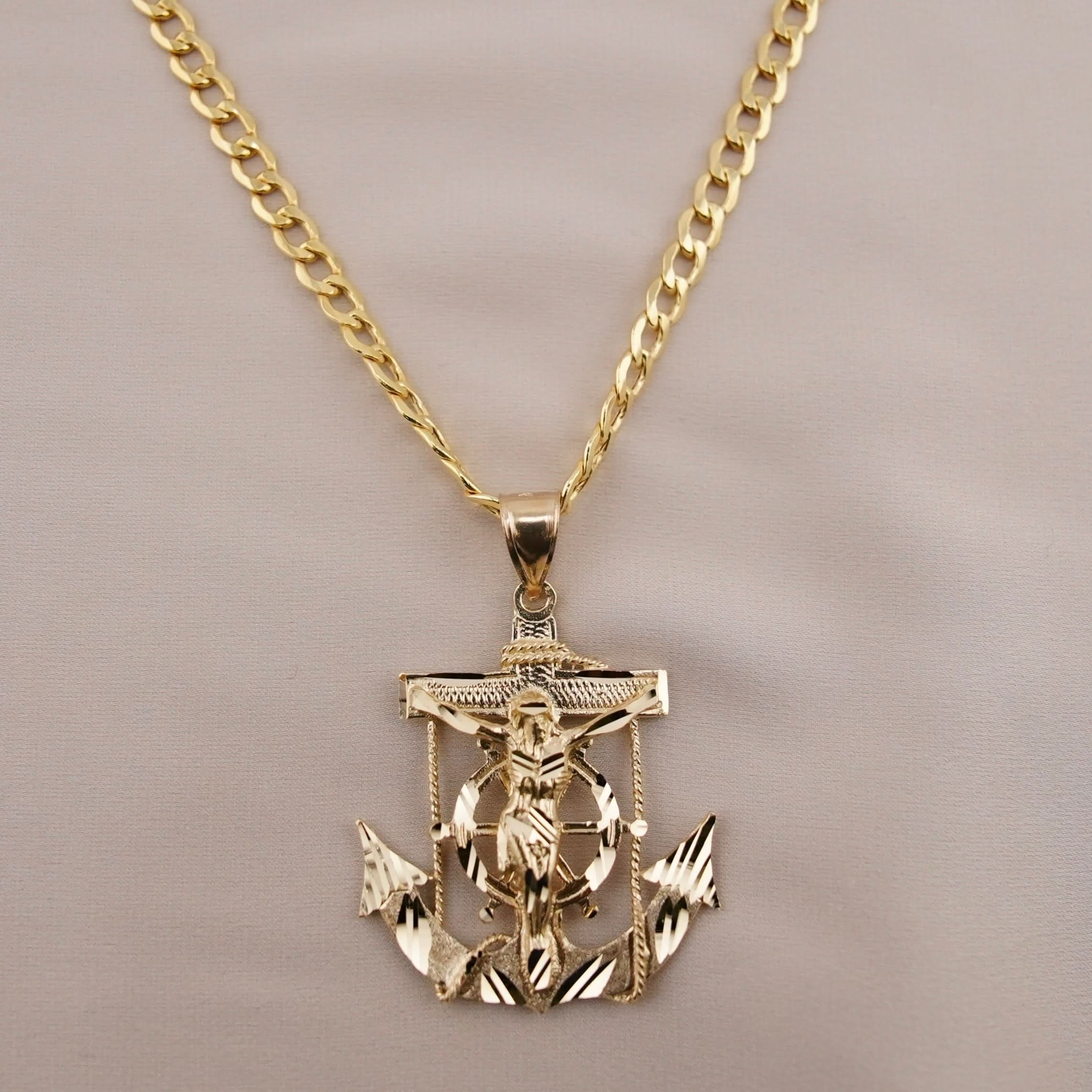 14k Gold Medium Anchor Chain Set