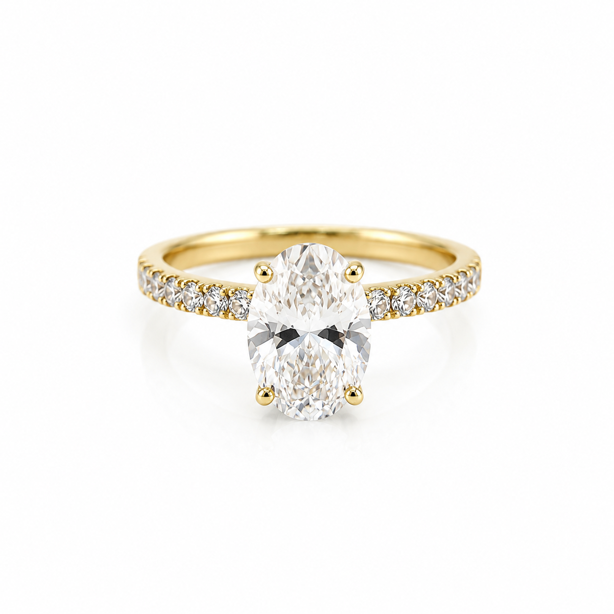 14k Gold Oval Lab Diamond Ring 3.08ct