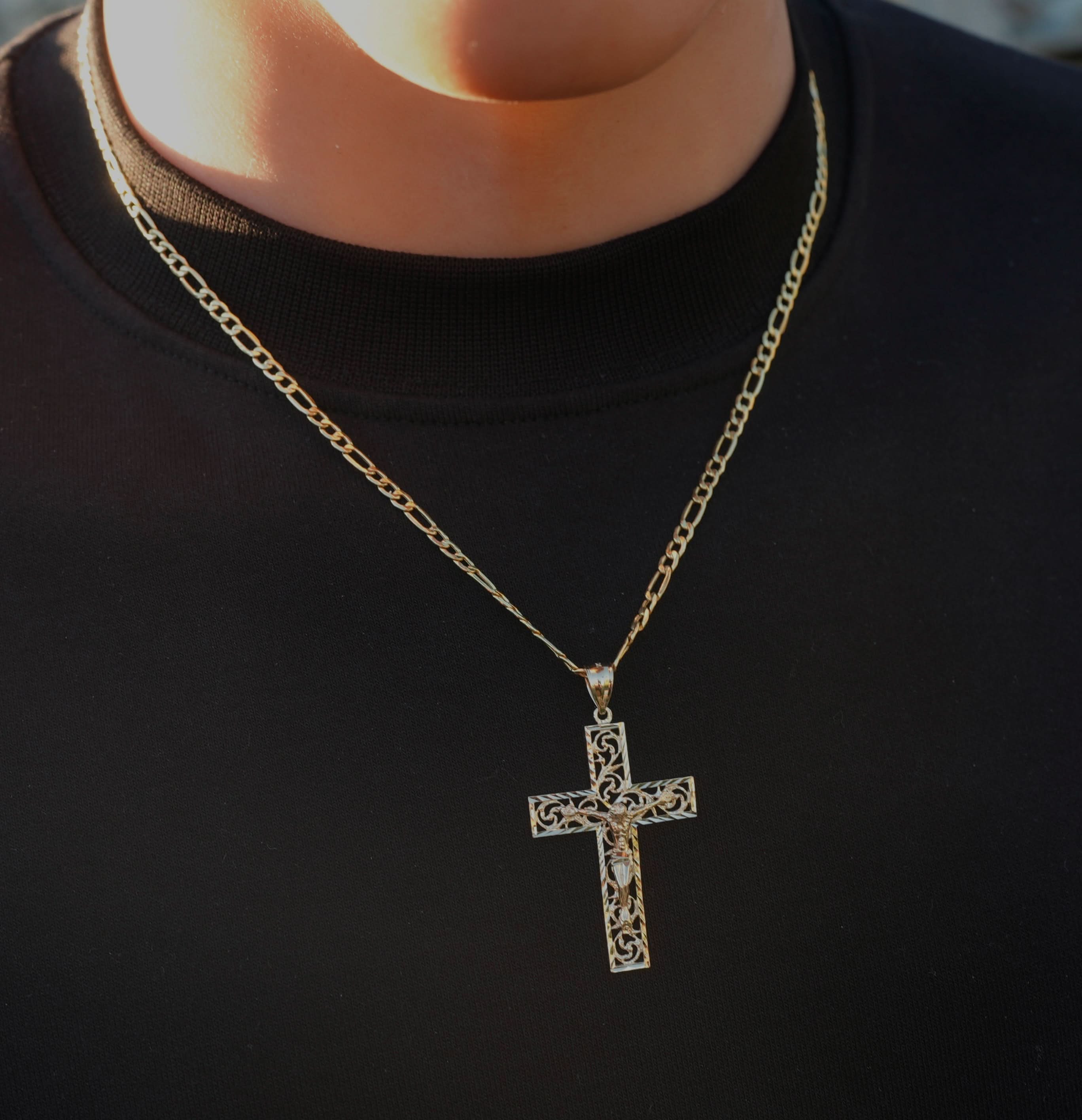 14k Gold Cross Pendant or Chain Set