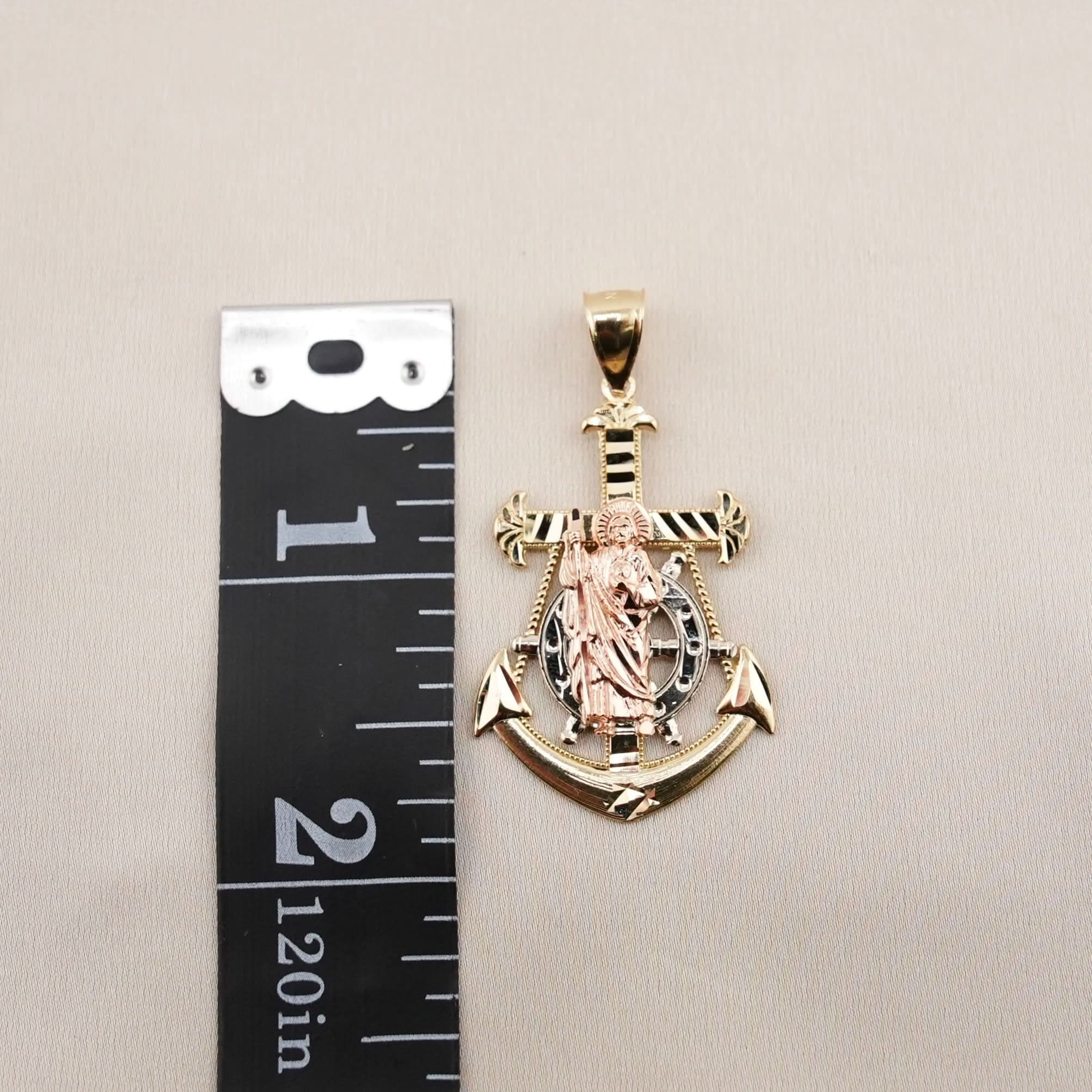 14k Gold San Judas Anchor Pendant