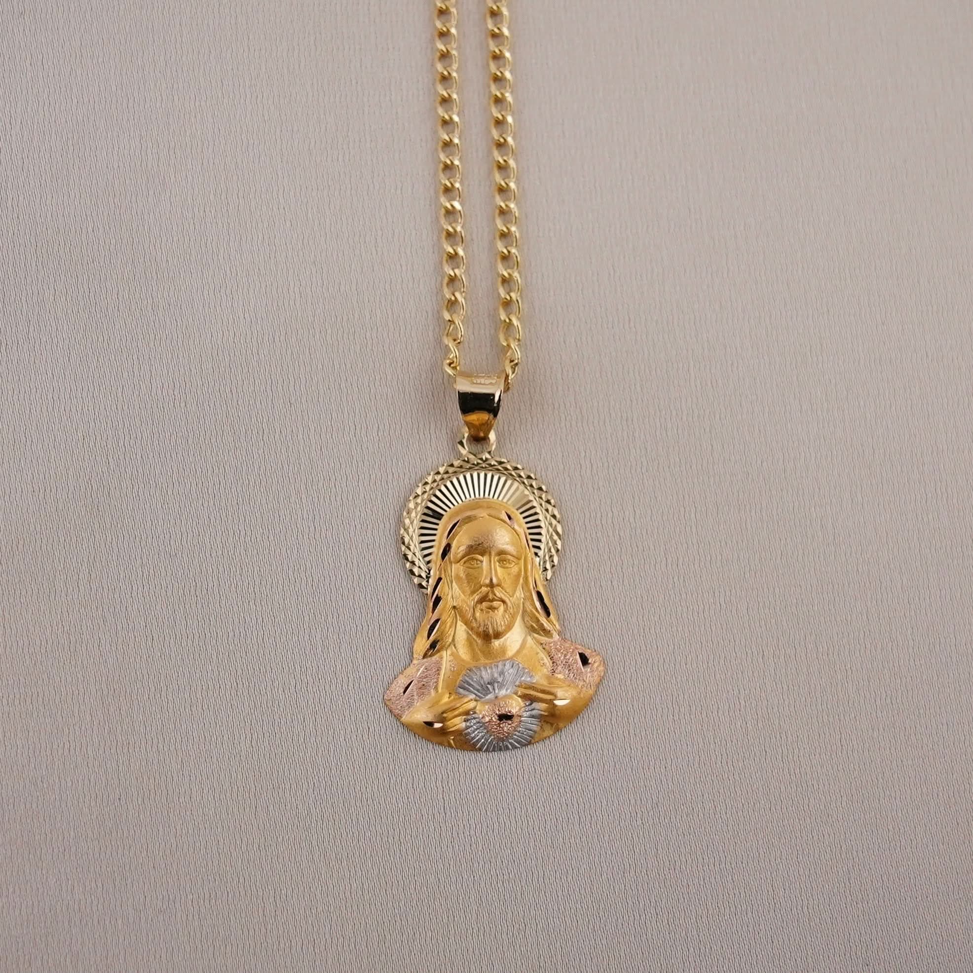 14k Gold Small Jesus Chain Set
