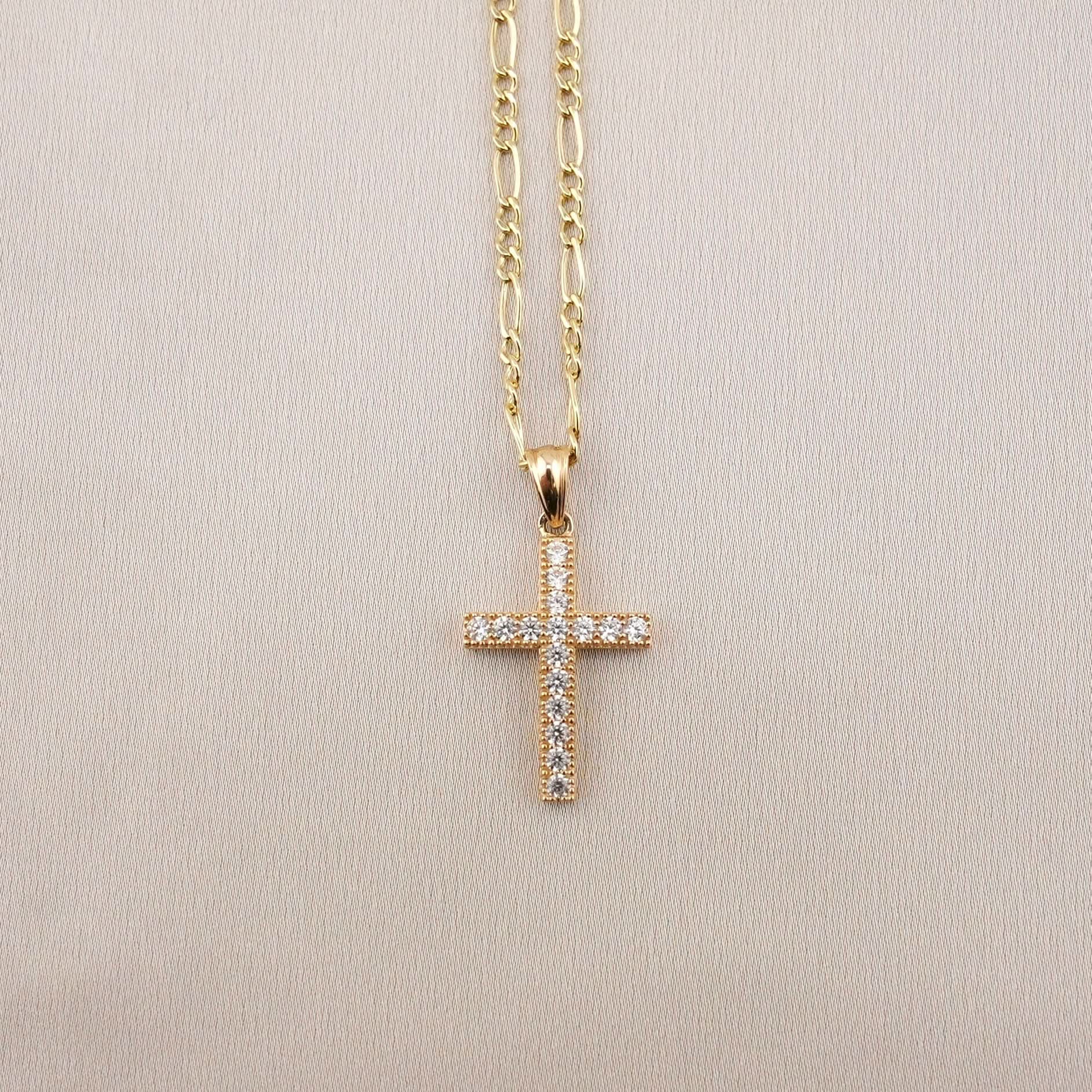 14k Gold Cross Chain Set