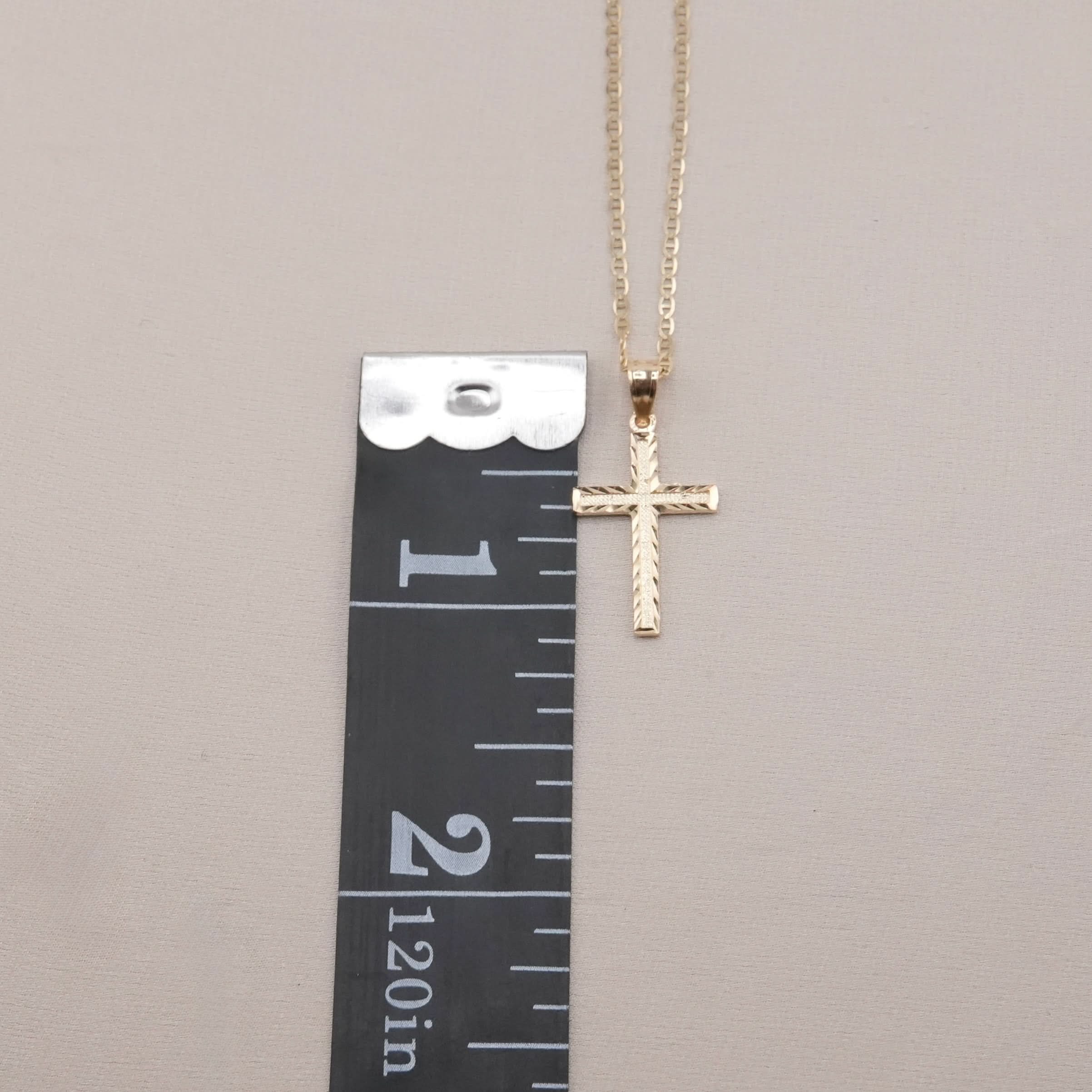 14k Gold Cross Chain Set . 016