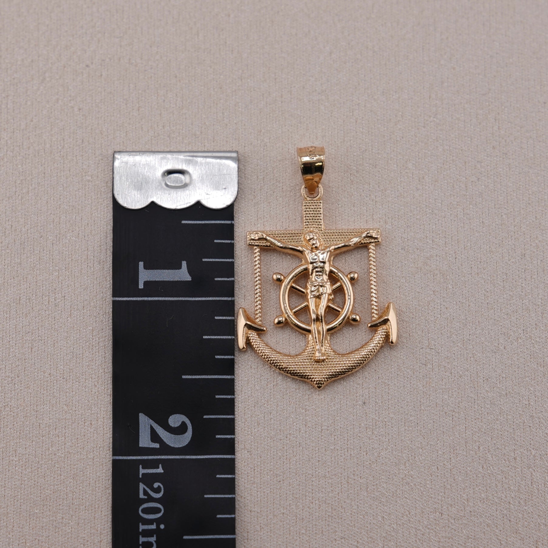 14k Gold Anchor Pendant