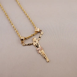 14k Gold Small Jesus Chain Set