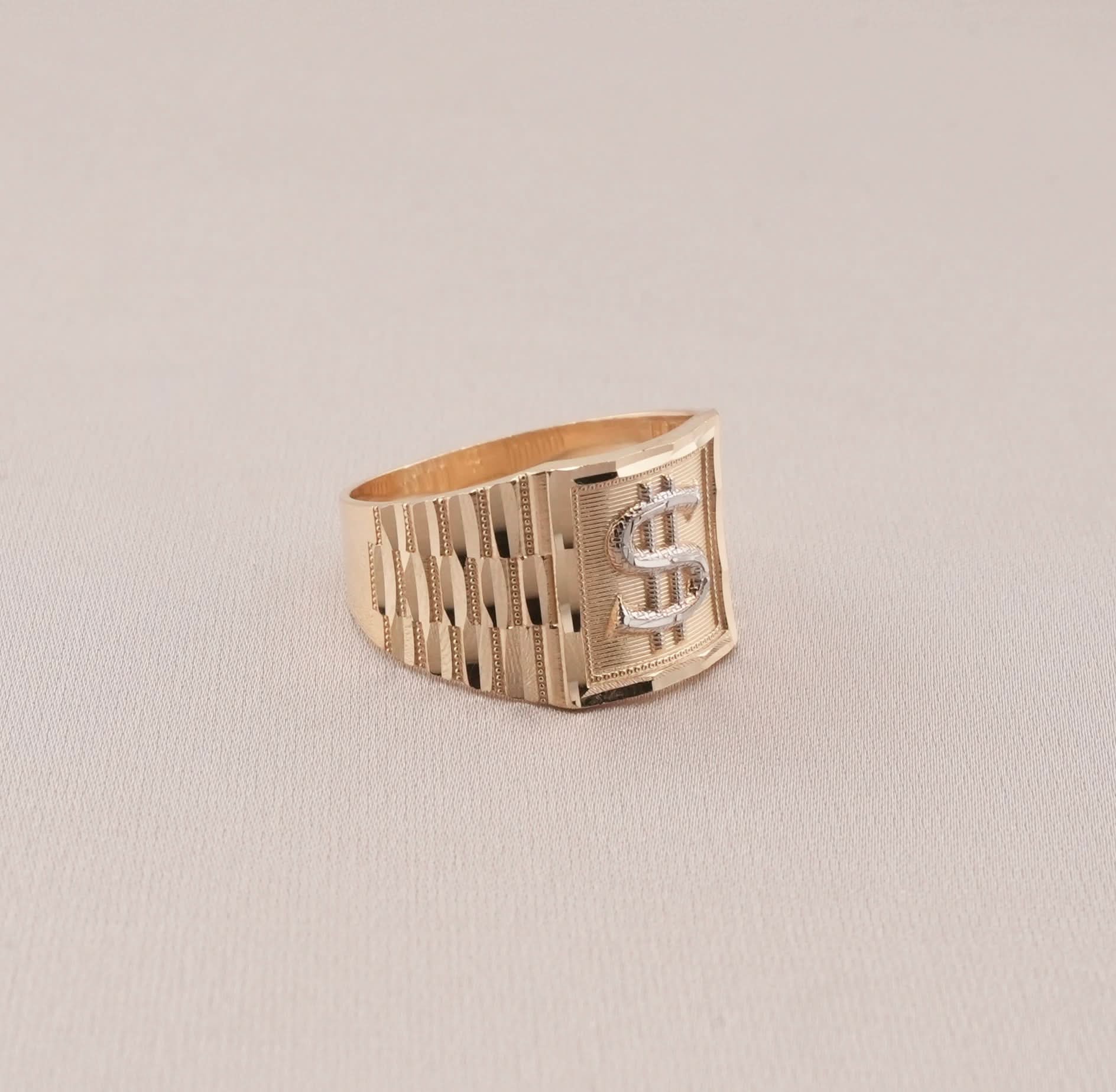 14K Gold Money Sign Men's Ring