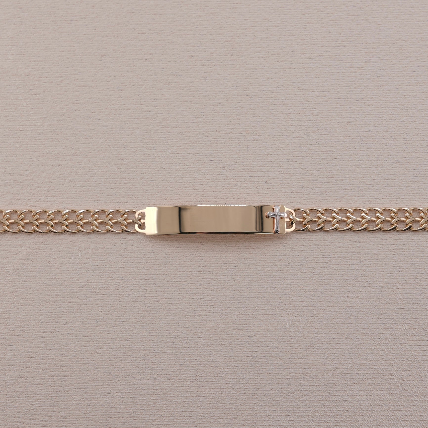 14k Gold Baby/Kid’s Petatillo Cross ID Bracelet 5mm