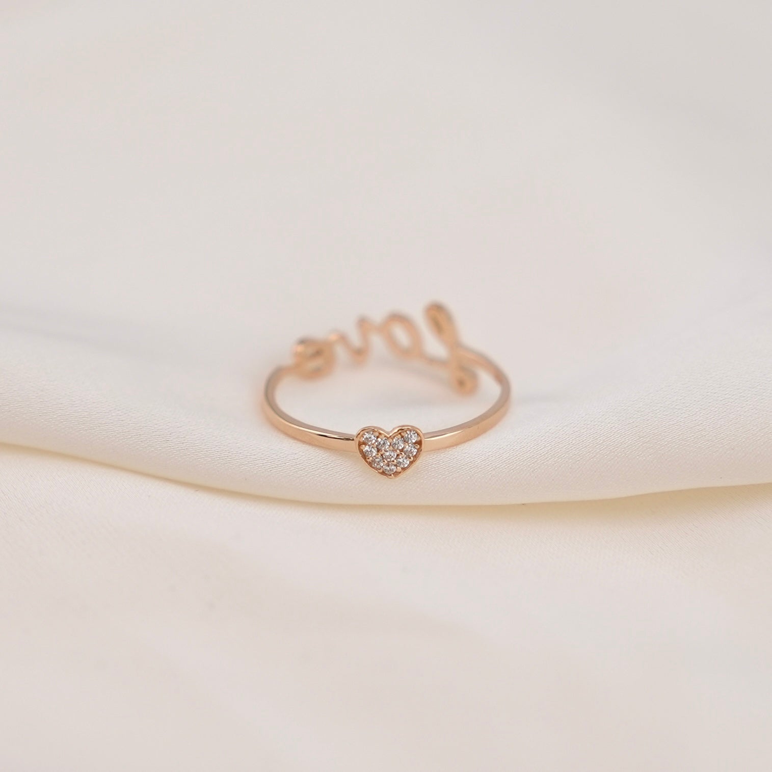 14k Gold Love & Heart Ring