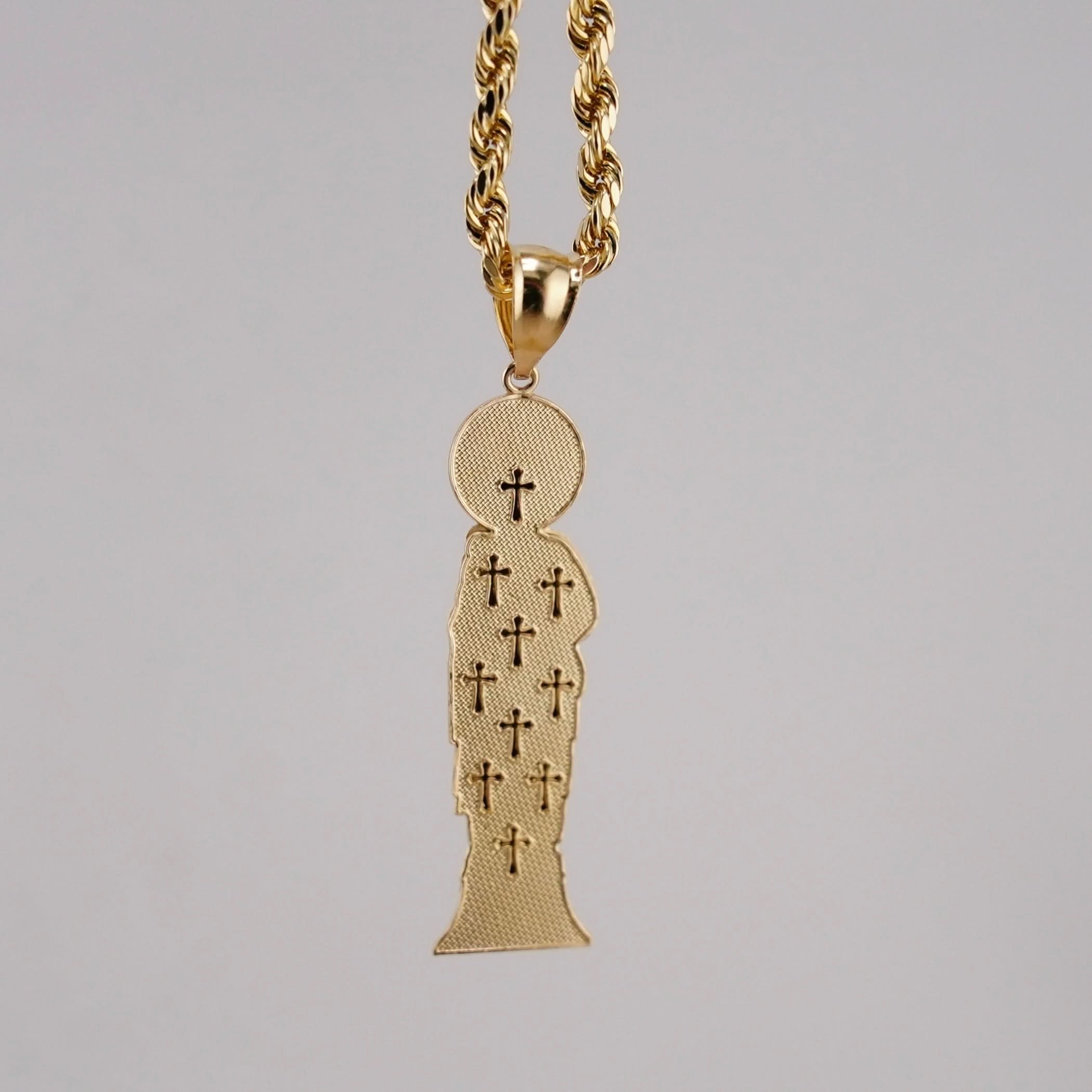 14k Gold Large San Judas Pendant