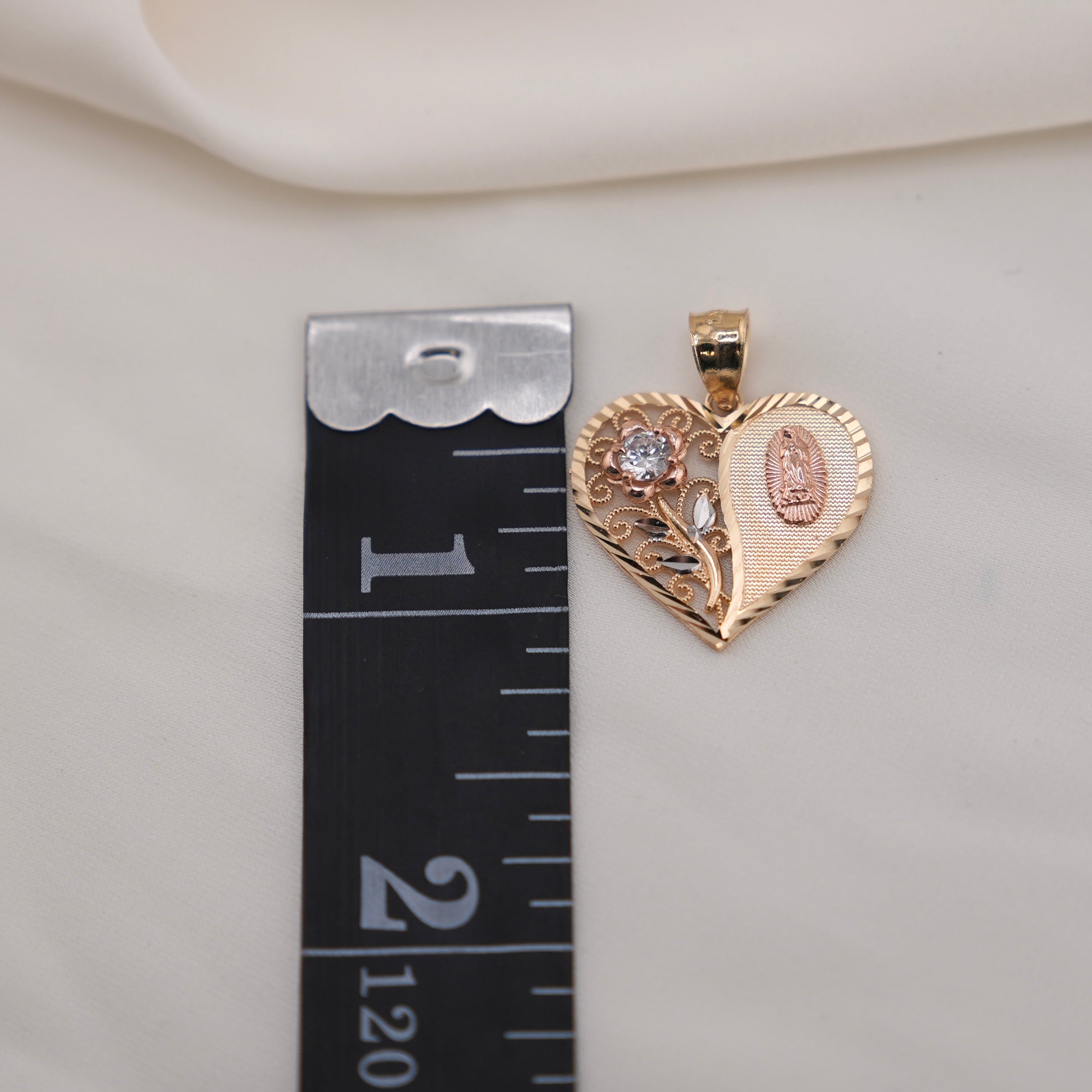 14k Gold Virgencita Heart Chain Set