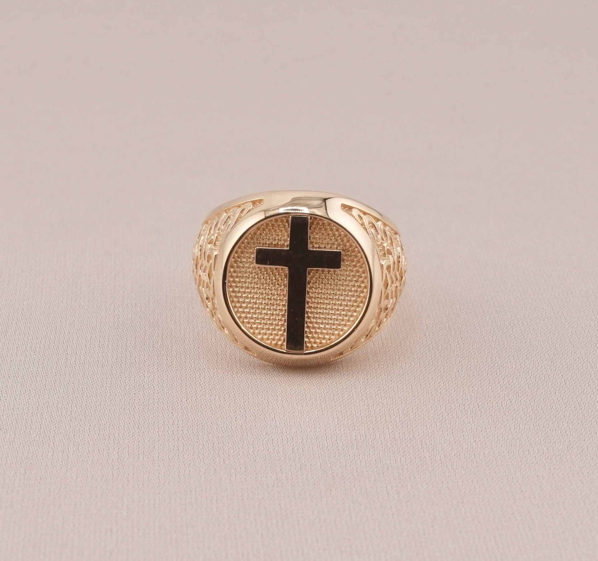 14K Gold Cross Men's Ring