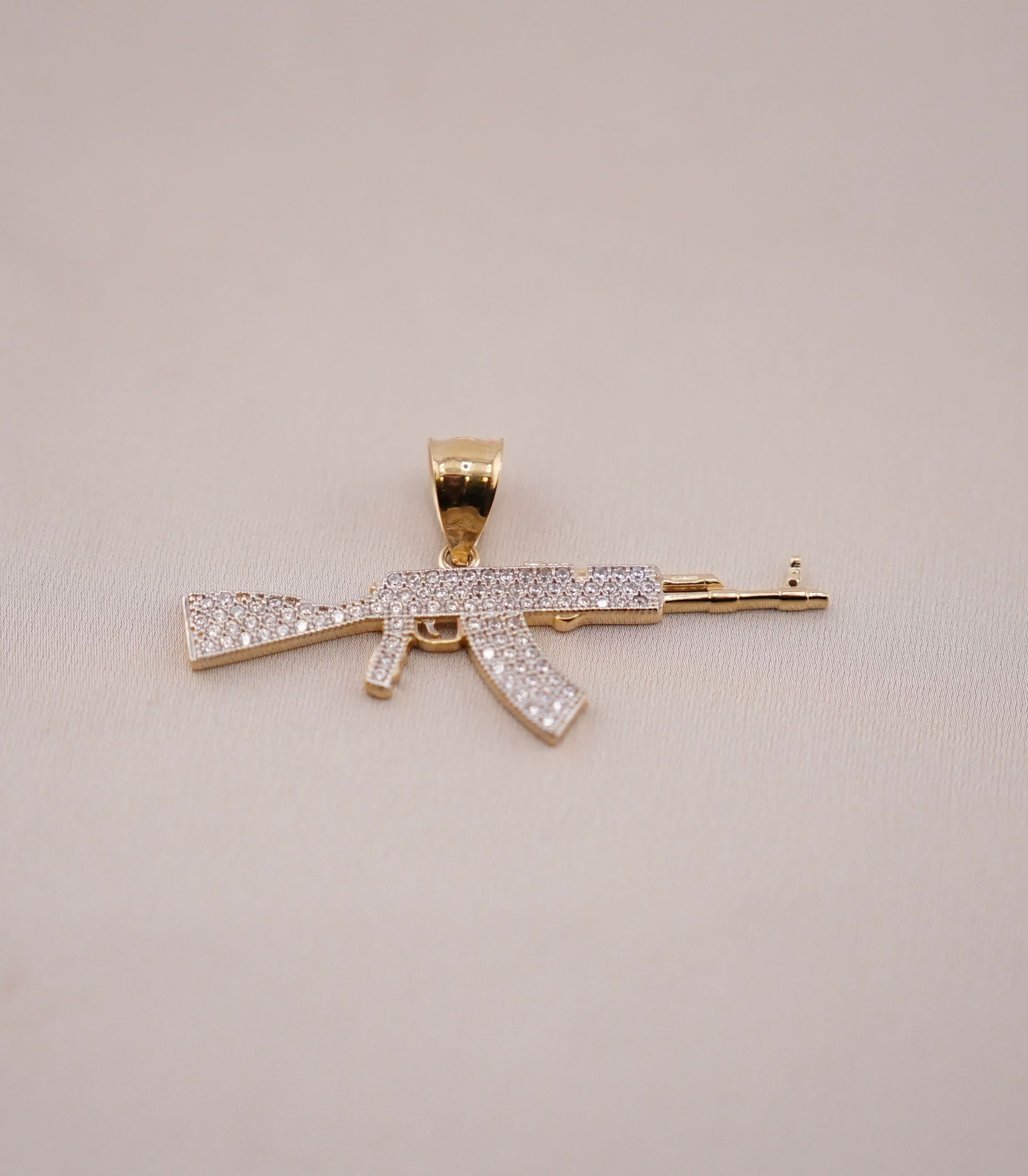 14k Gold Medium Gun Pendant