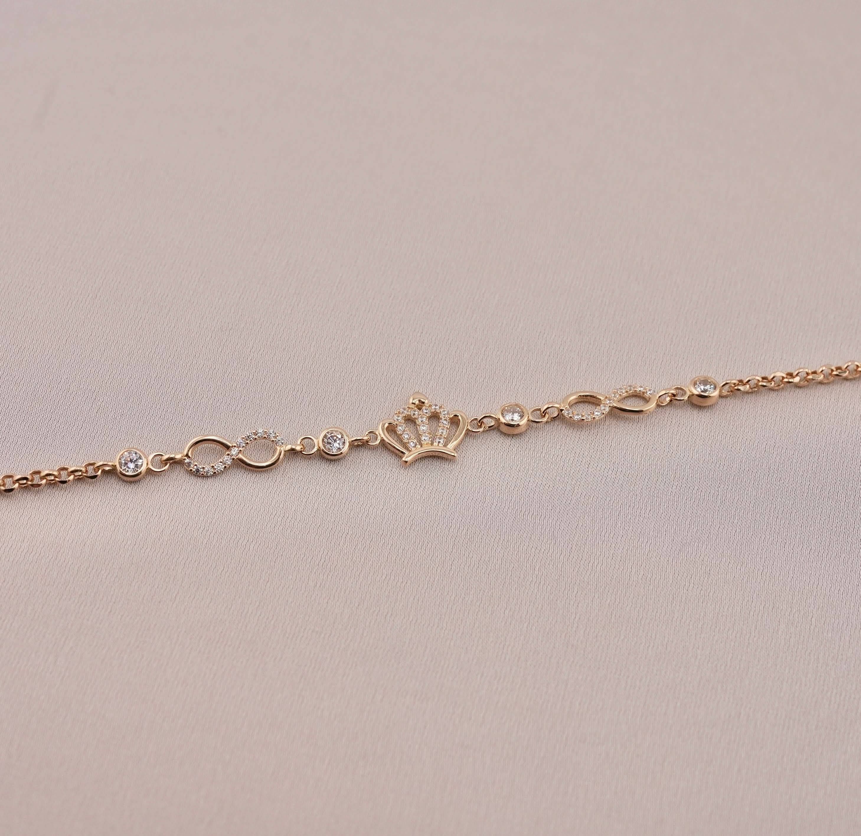 14K Gold Crown Women's Bracelet