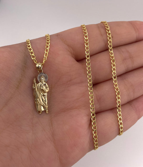 14k Gold Mini San Judas Chain Set