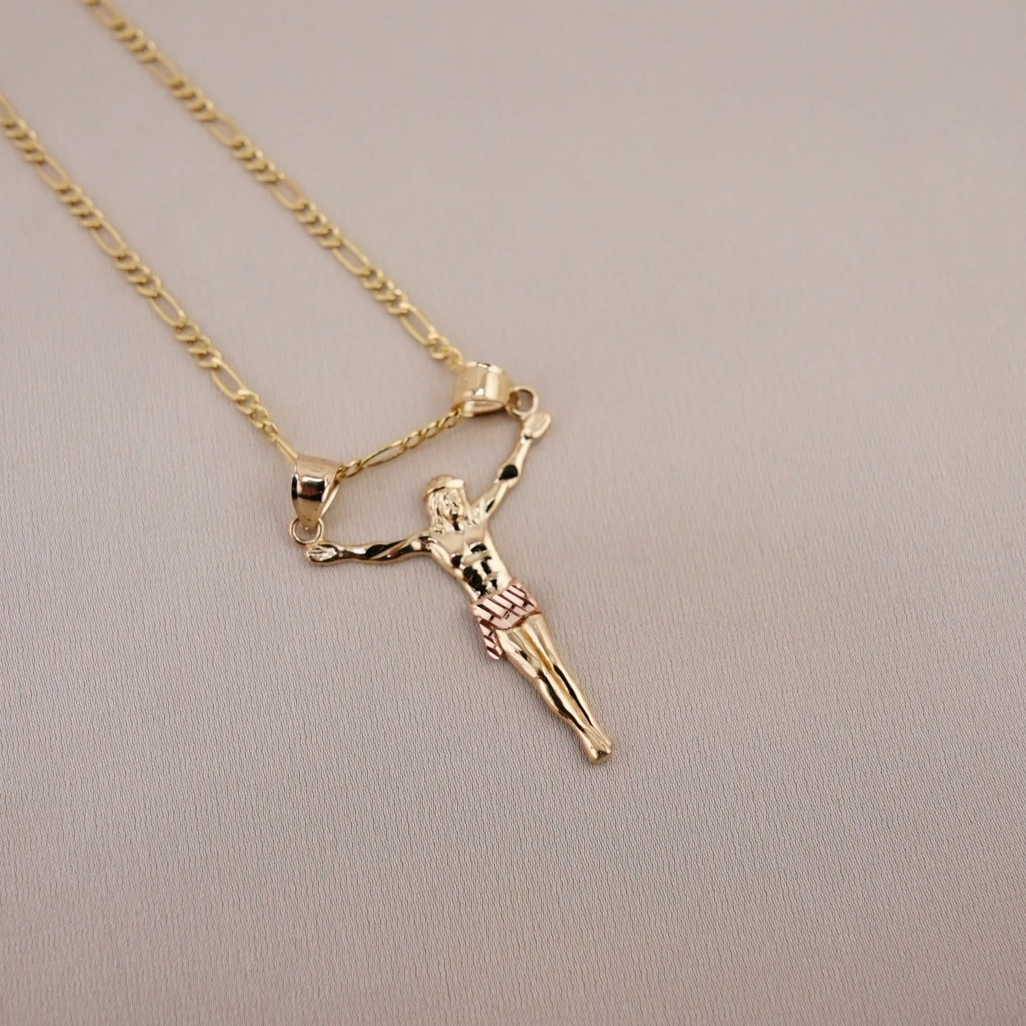 14k Gold Small Jesus Chain Set