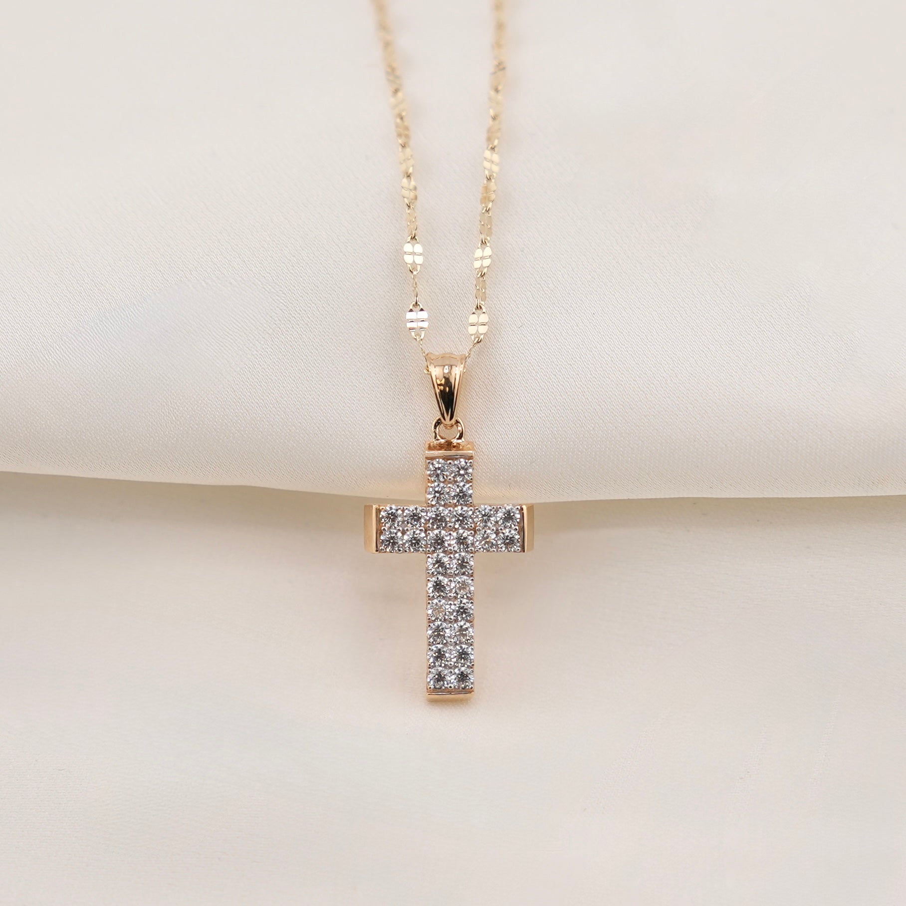 14k Gold Cross Chain Set