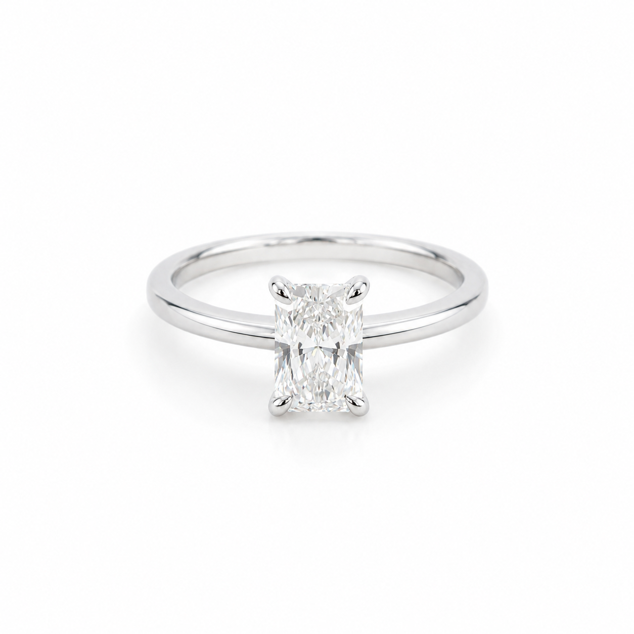 14k White Gold Radiant Lab Diamond Ring 1.61ct