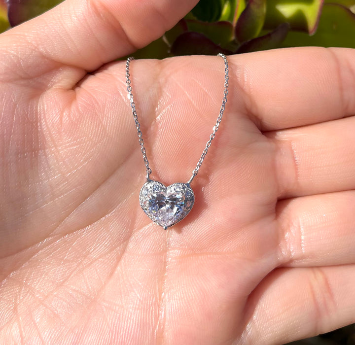 925 Silver Clear Heart Necklace