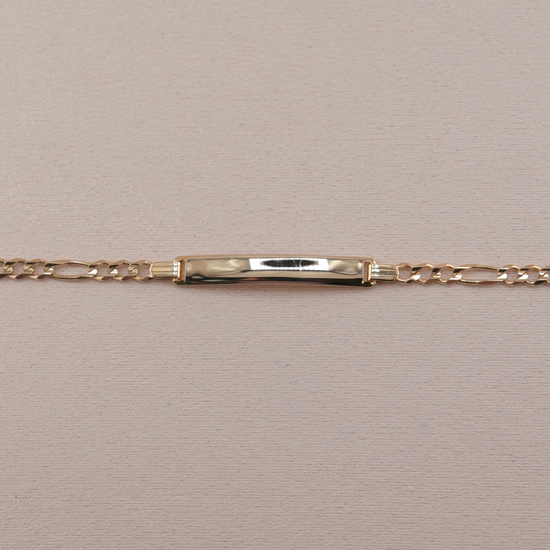 14k Gold Women’s Solid Figaro ID Bracelet 3.8mm