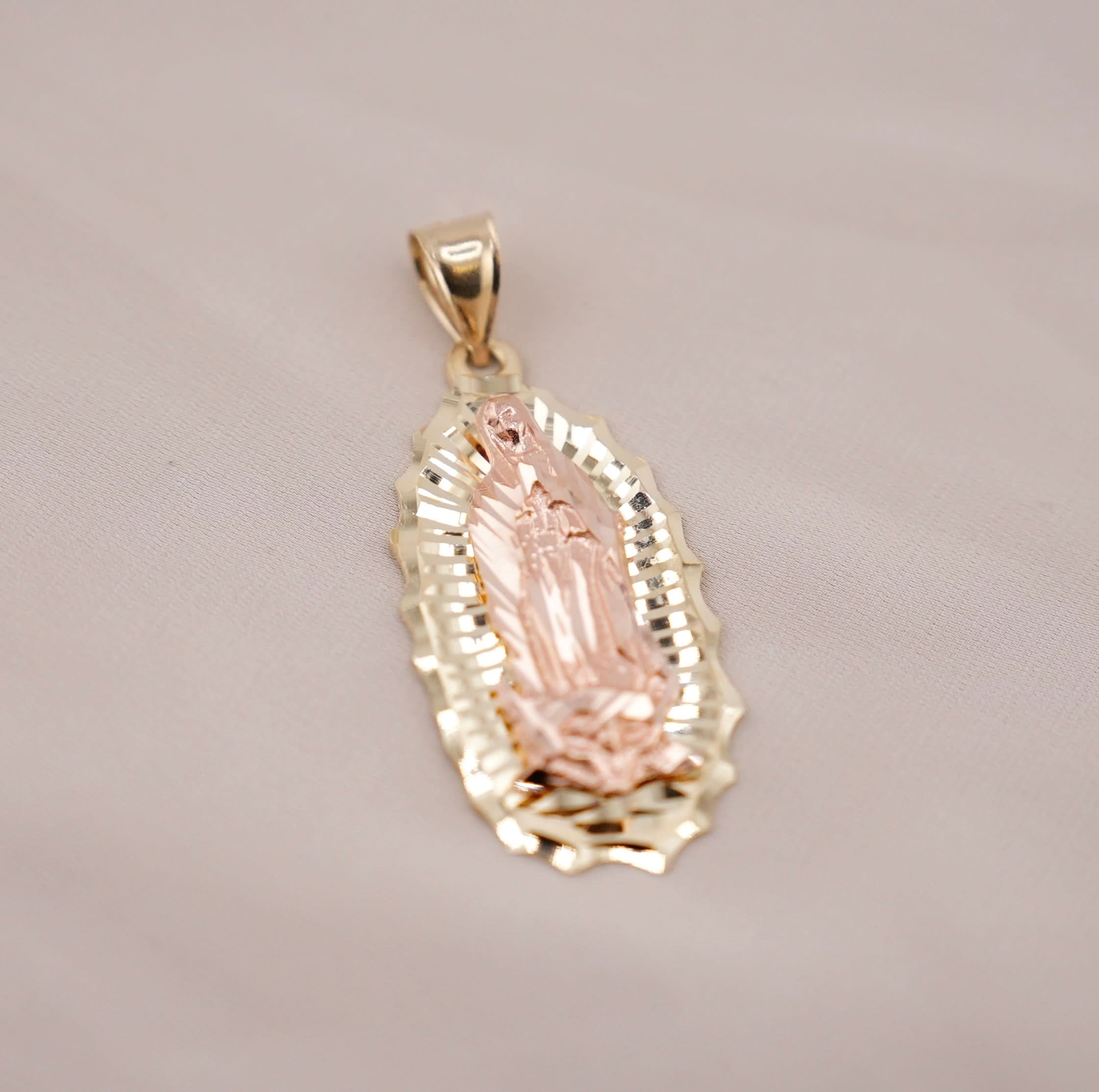 14k Gold Large Virgencita Pendant