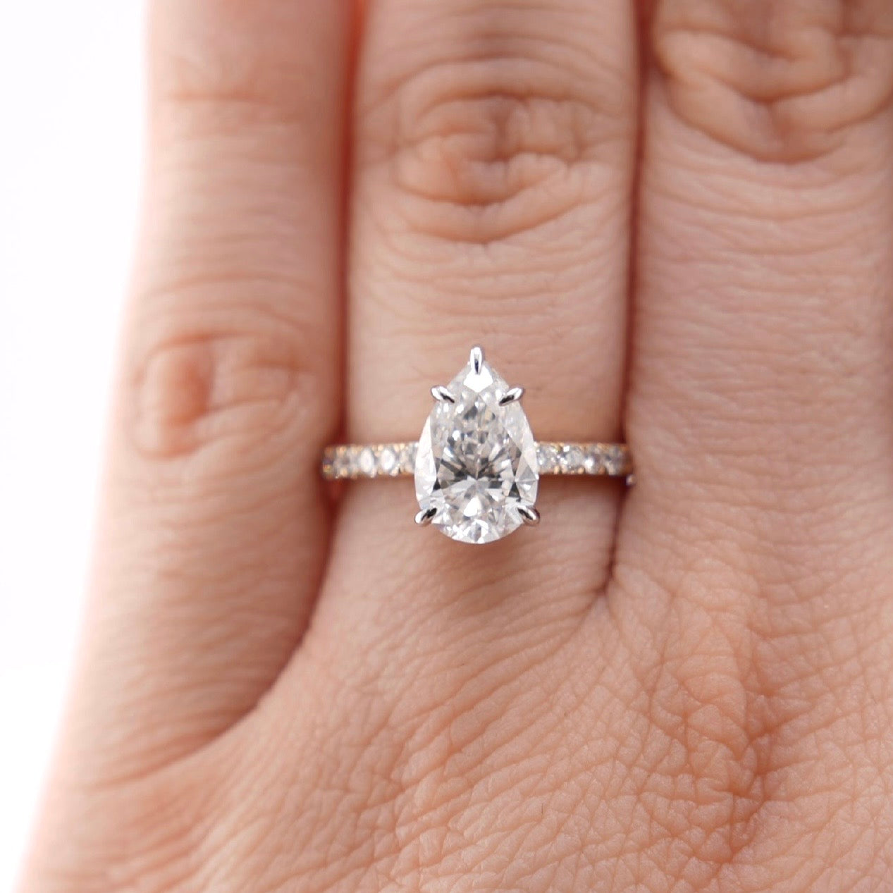 14k Gold Pear Lab Diamond Ring 2.09ct