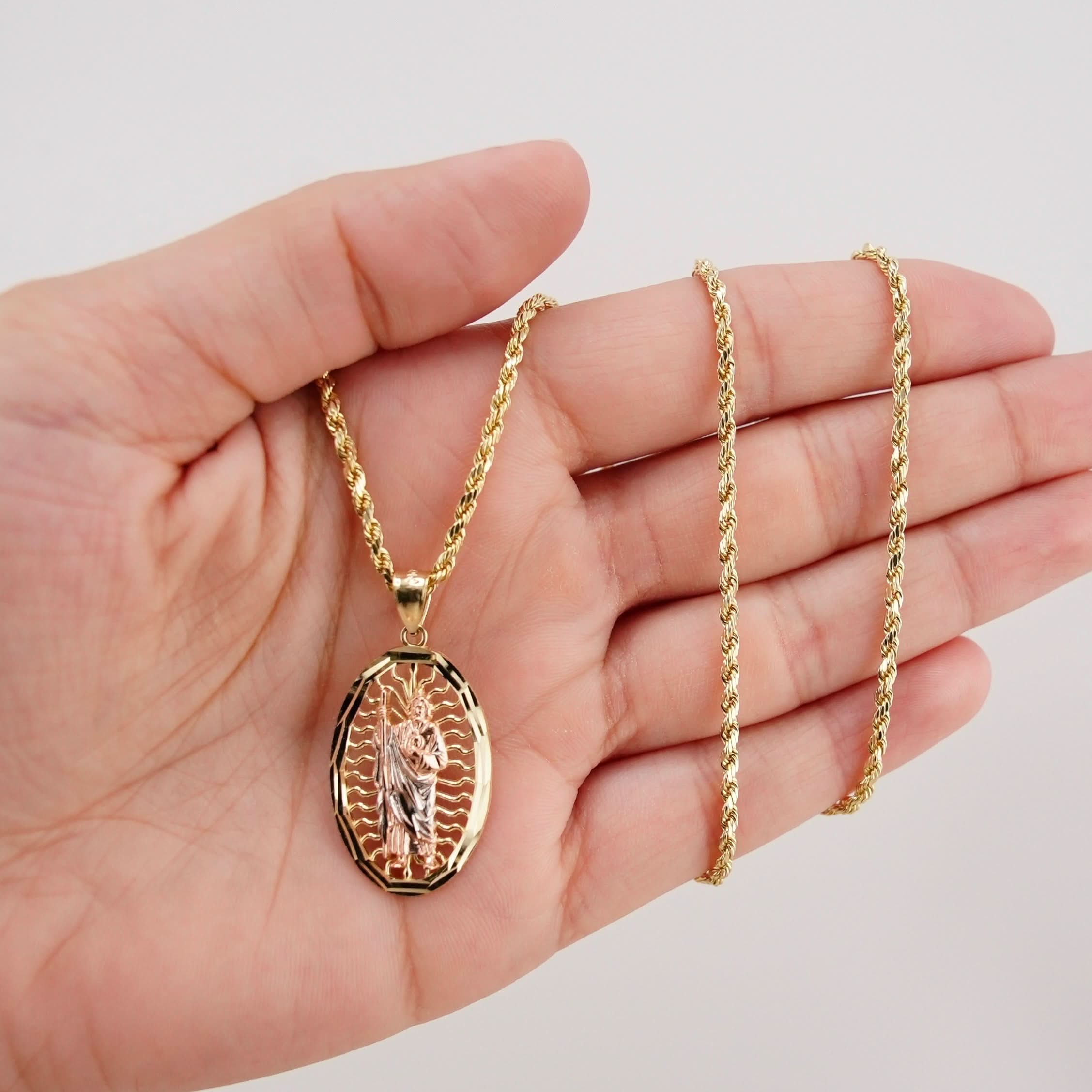 14k Gold San Judas Chain Set