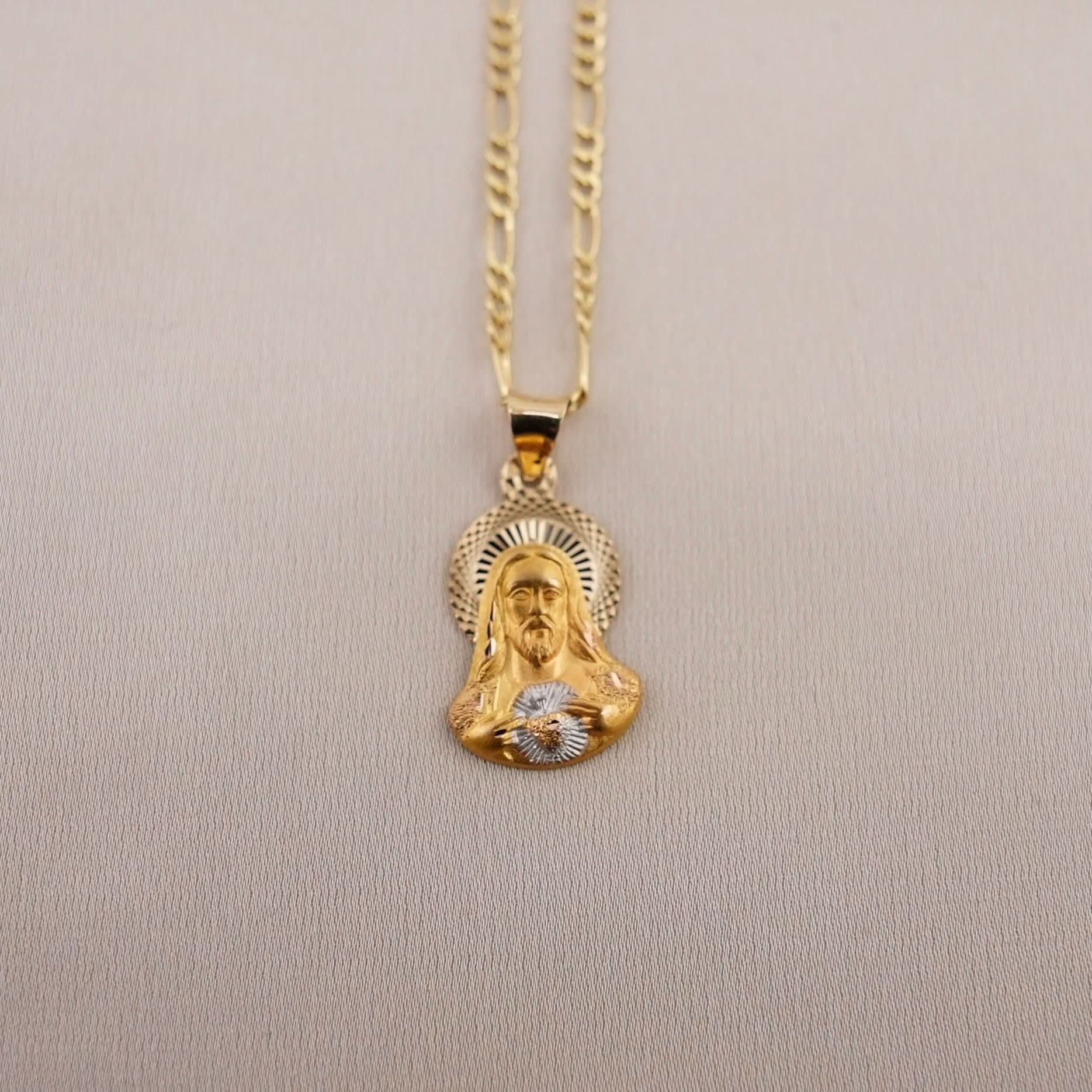 14k Gold Mini Jesus Chain Set