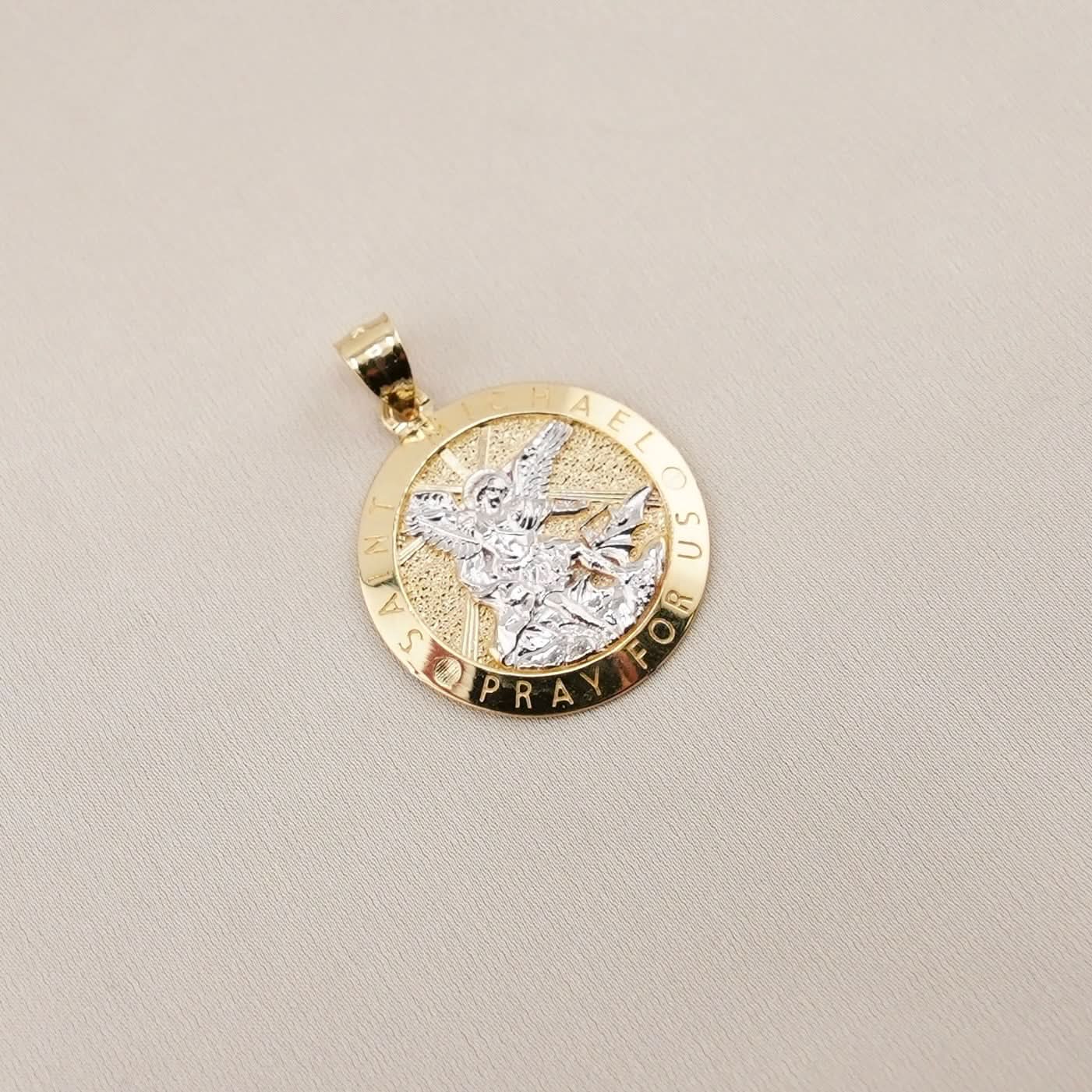14k Gold Saint Michael Archangel Pendant