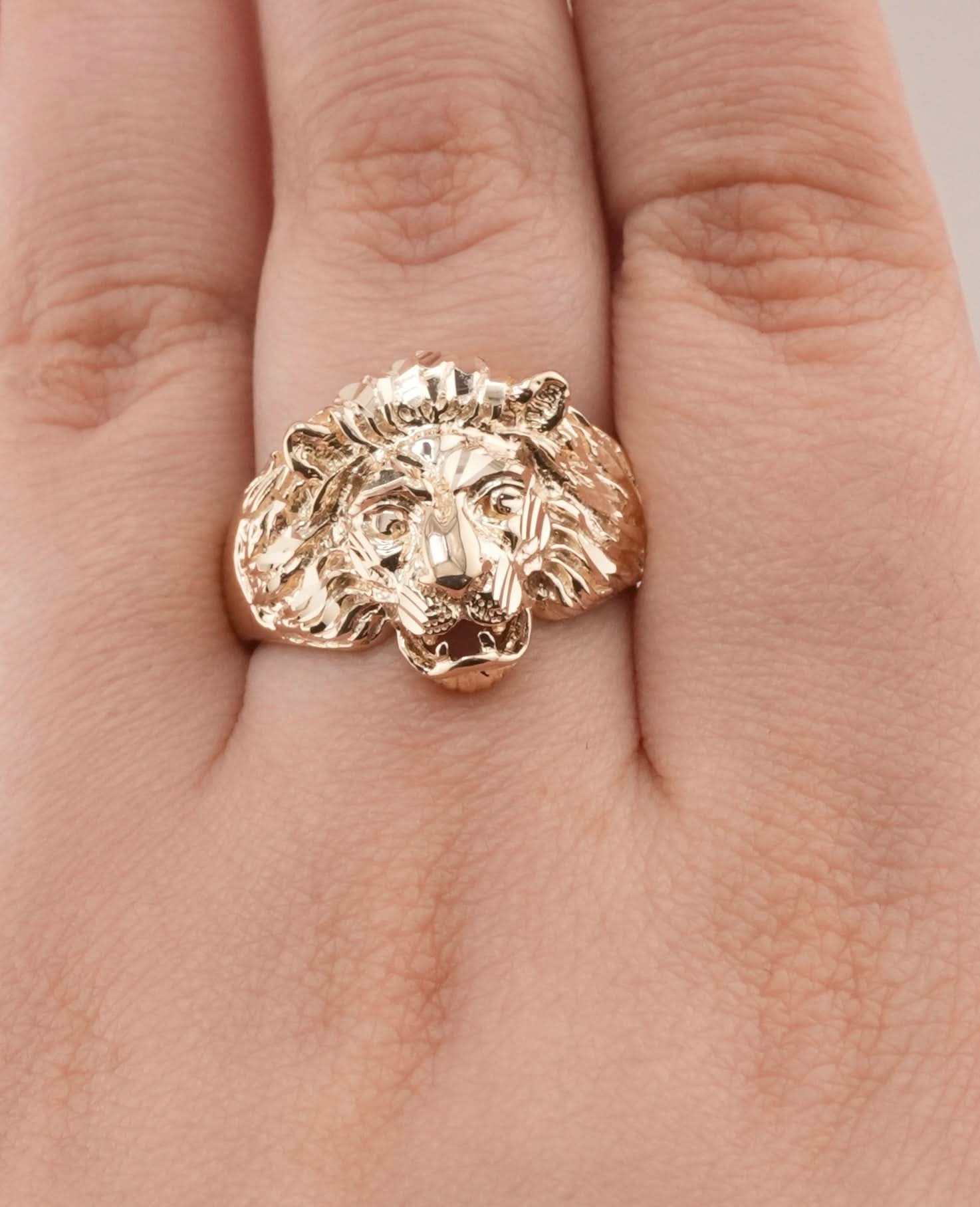 14K Gold Lion Men's Ring