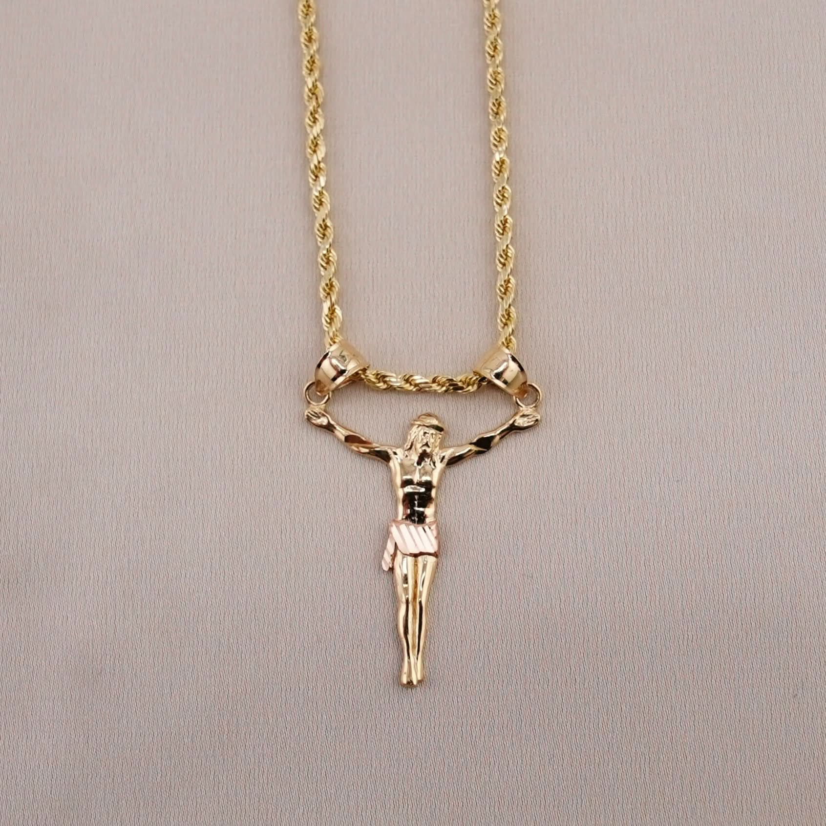 14k Gold Small Jesus Chain Set