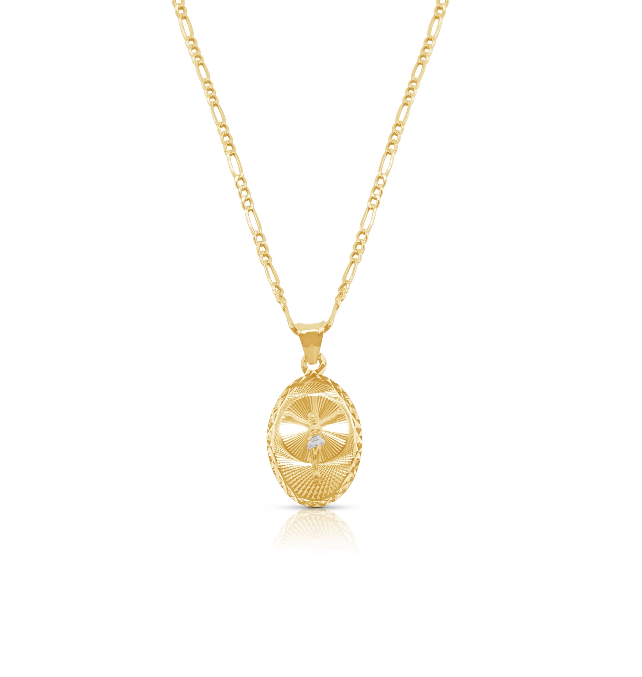 14k Gold Jesus Chain Set