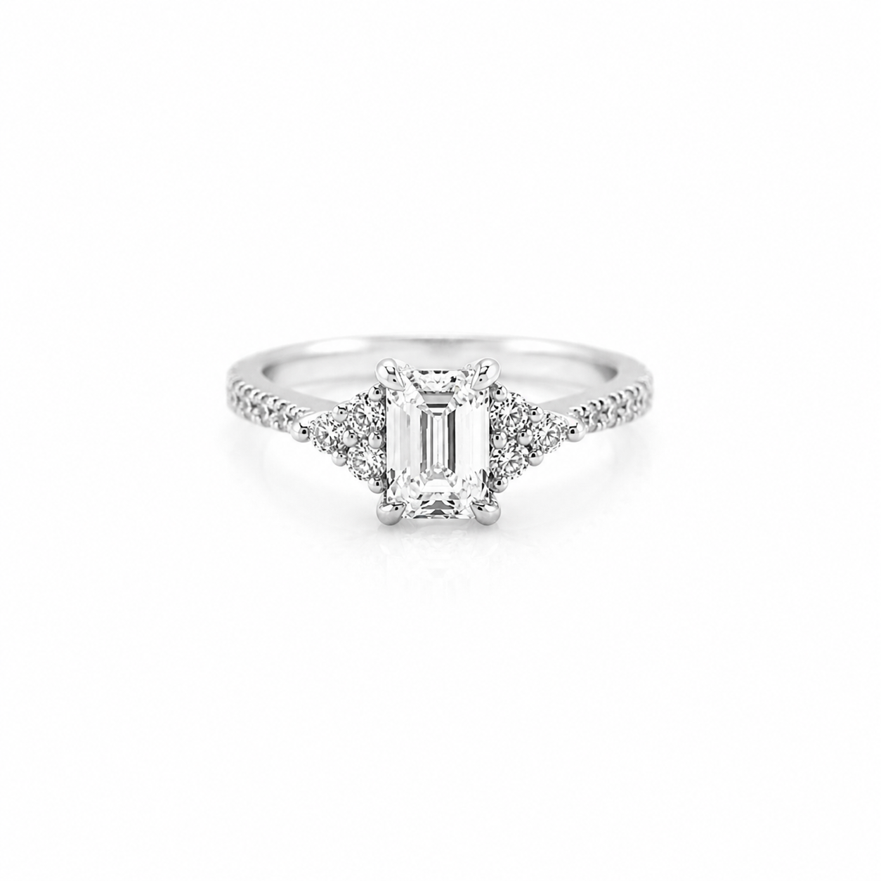 14k White Gold Emerald Lab Diamond Ring 1.07ct