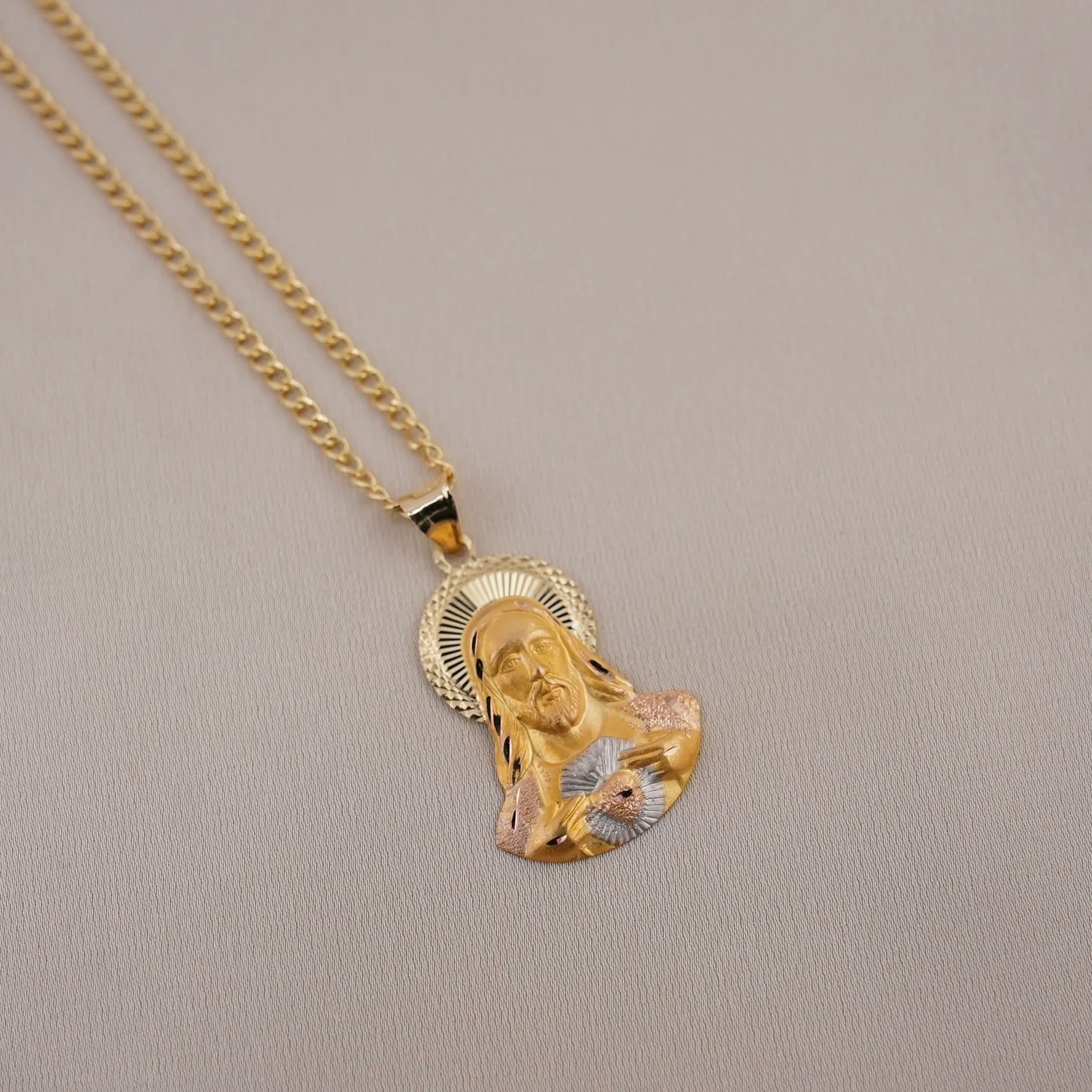14k Gold Small Jesus Chain Set