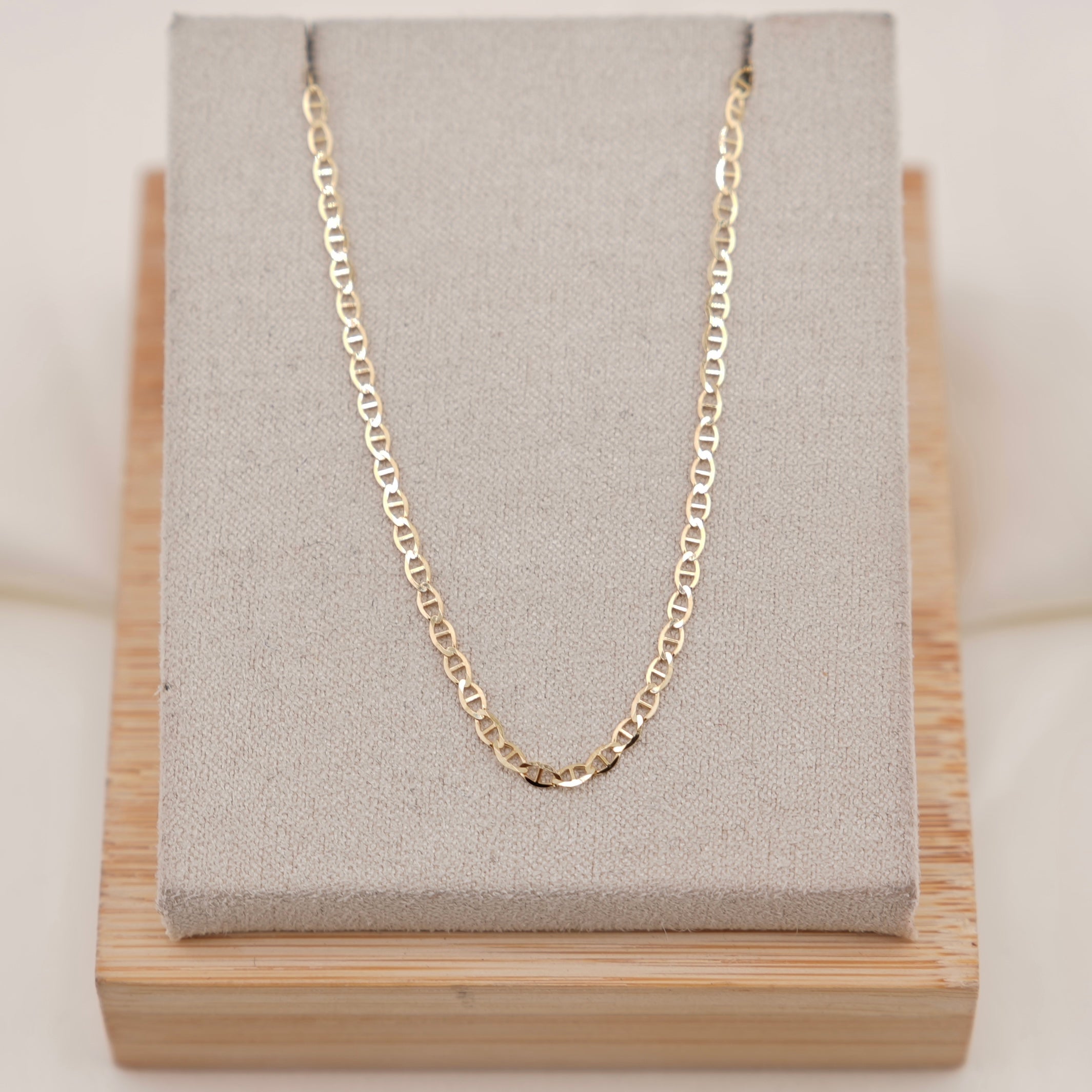 14k Gold Solid Flat Mariner Chain 2mm