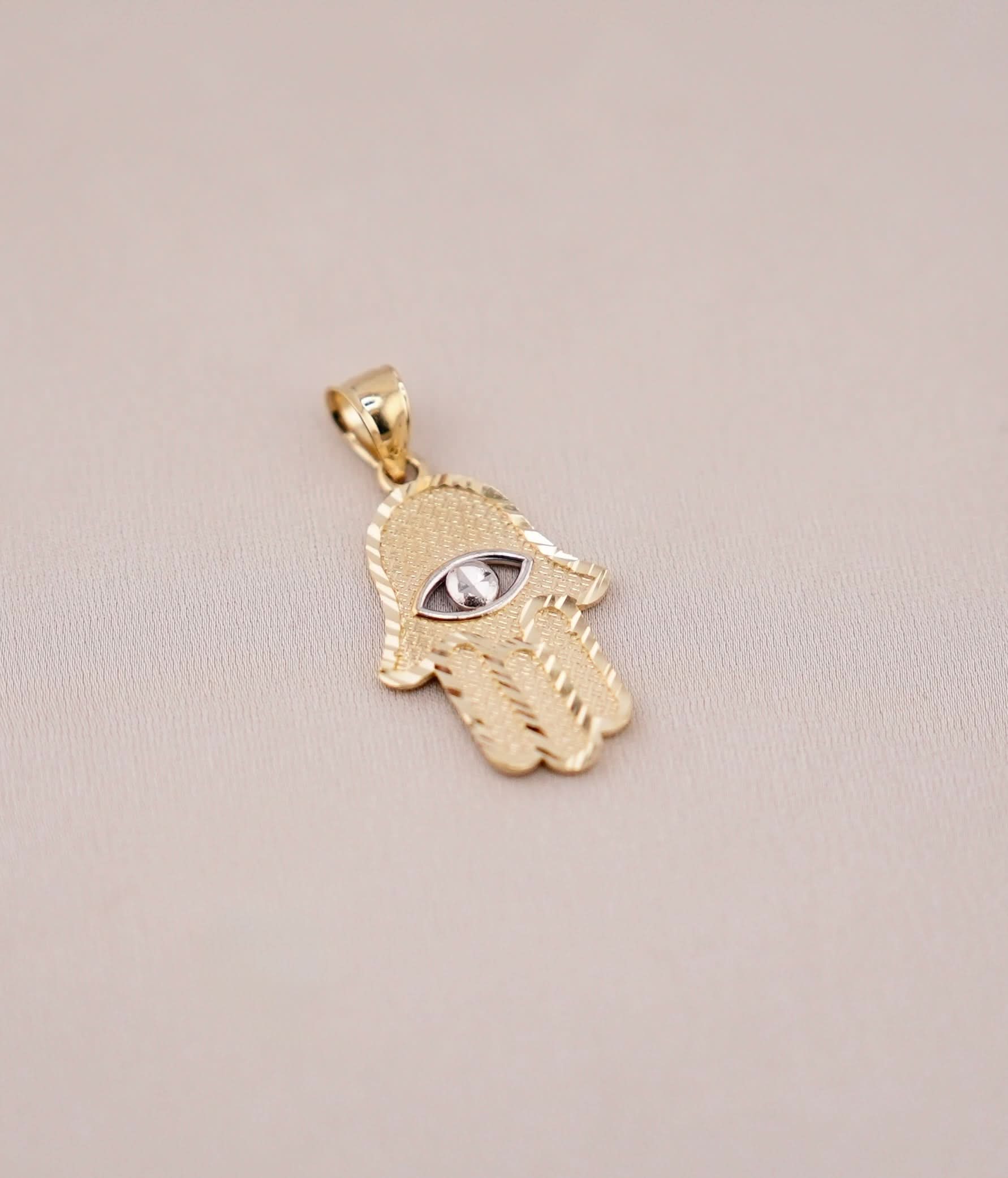 14k Gold Medium Hamsa Pendant