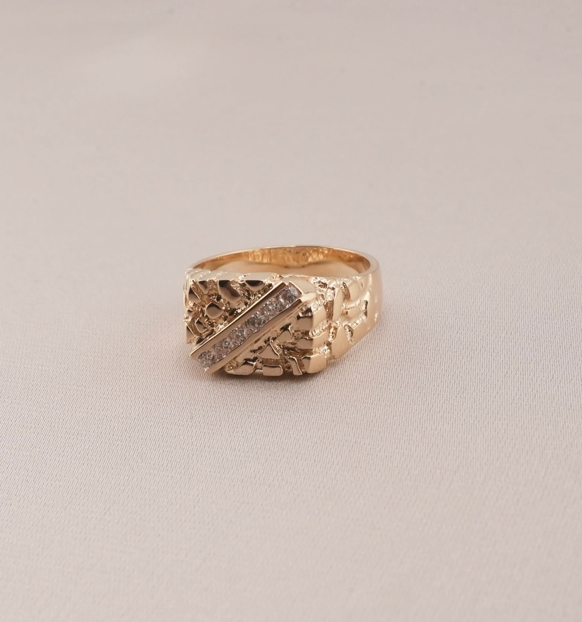 14K Gold Nugget Men's Ring