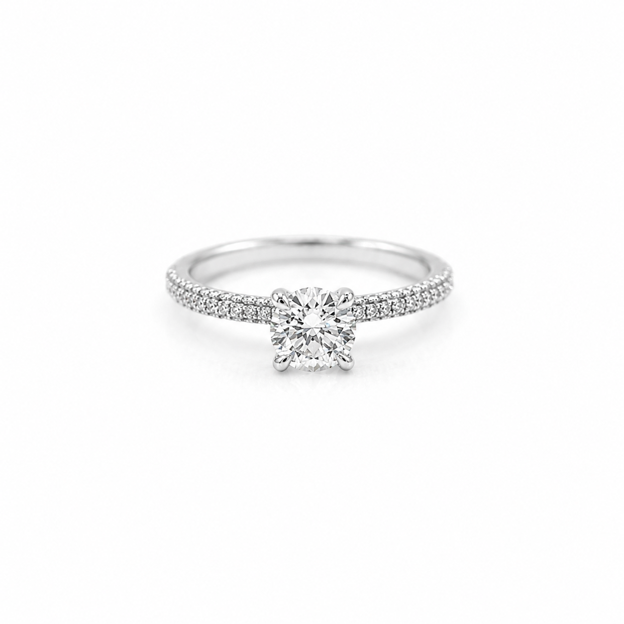14k White Gold Round Lab Diamond Ring 1ct